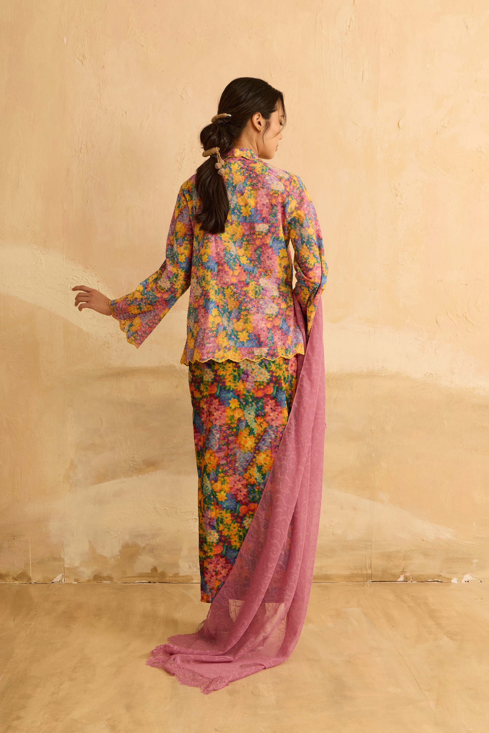 Julia Yellow Floral Lace Kebaya Set