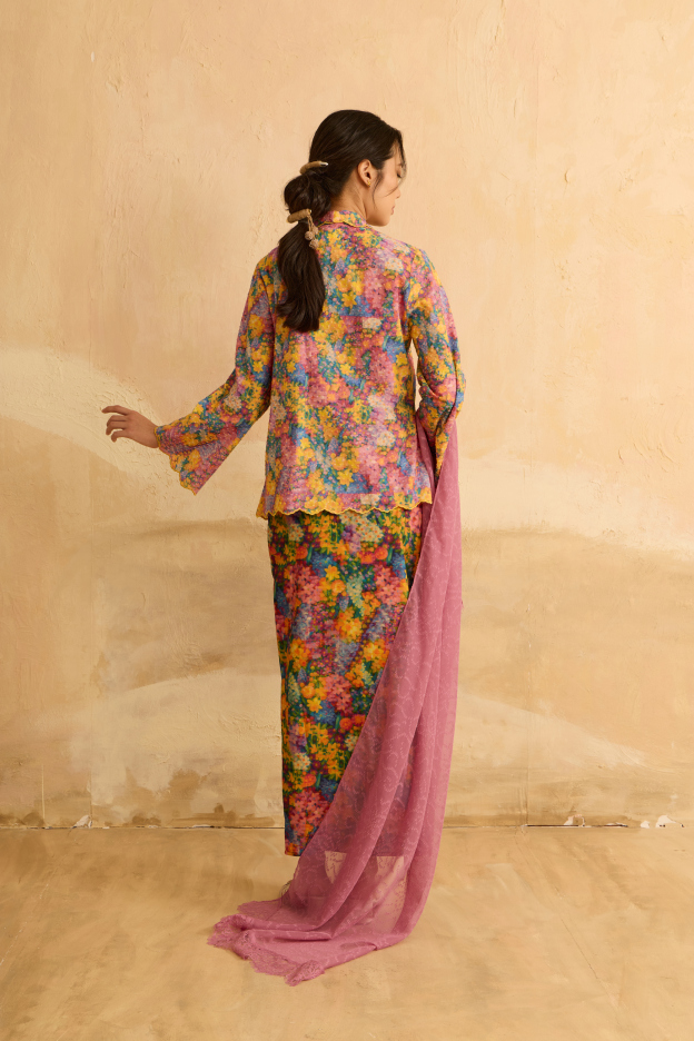 Julia Yellow Floral Lace Kebaya Set