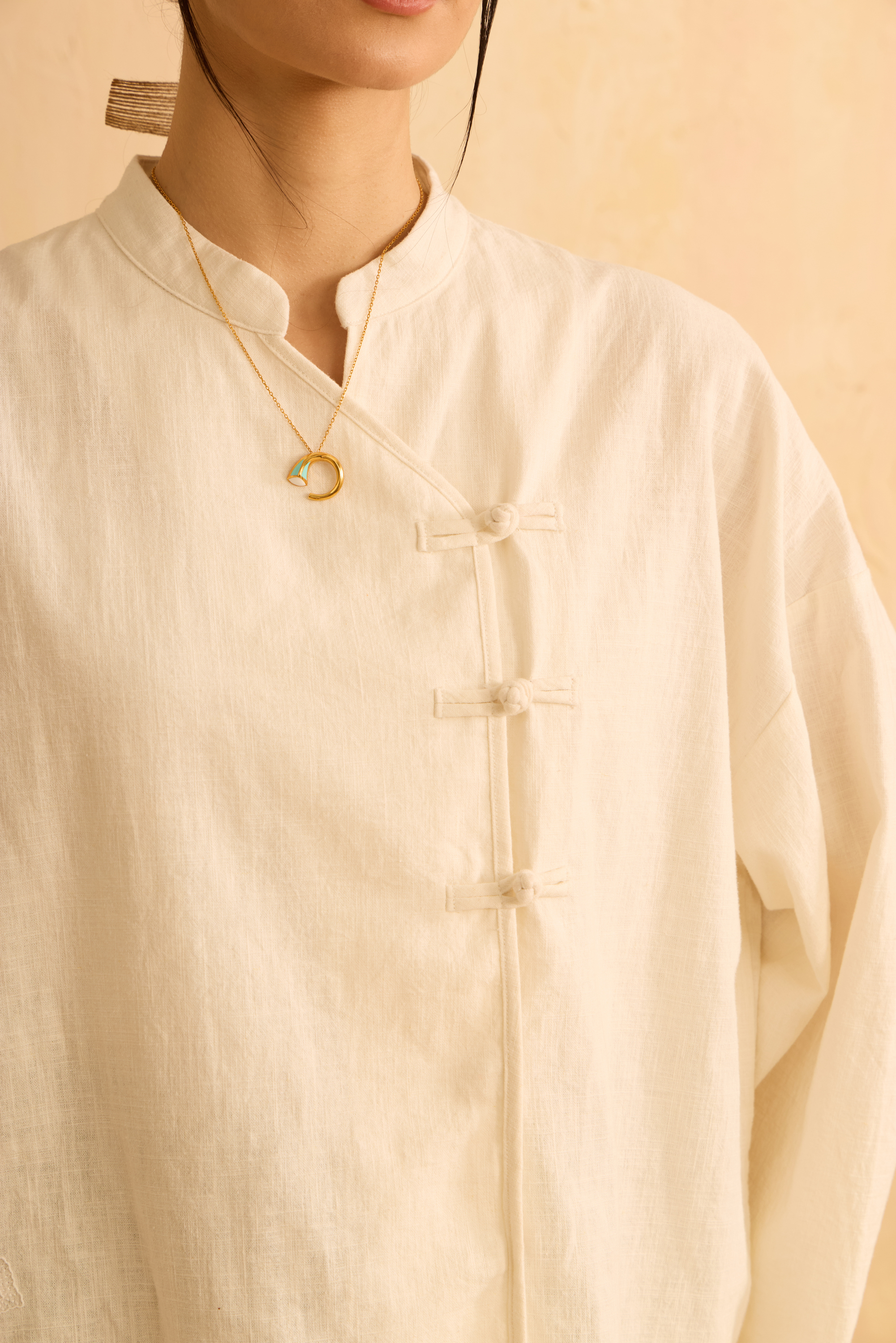 Nadra Off White Embroidered Boxy Top