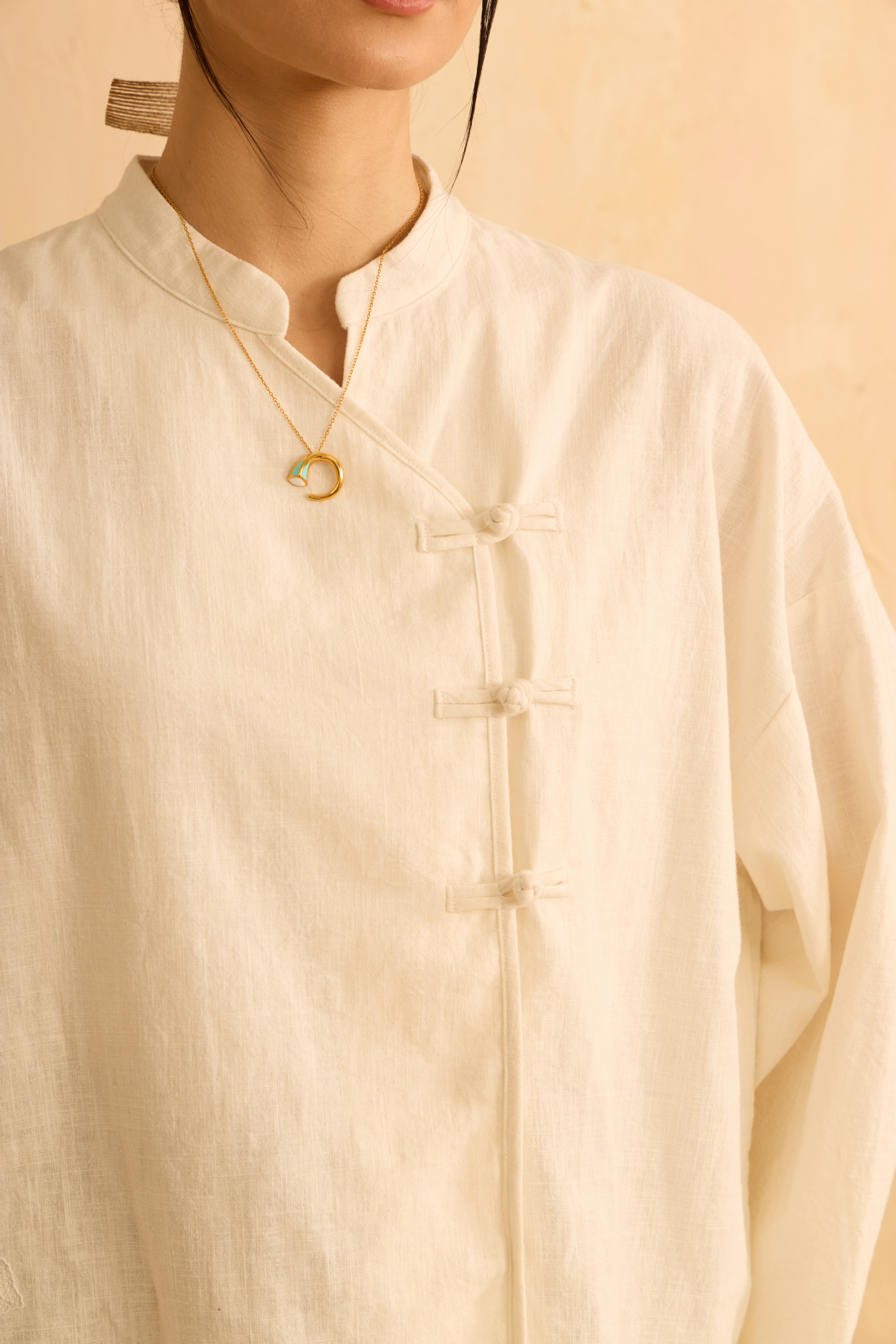 Nadra Off White Embroidered Boxy Top