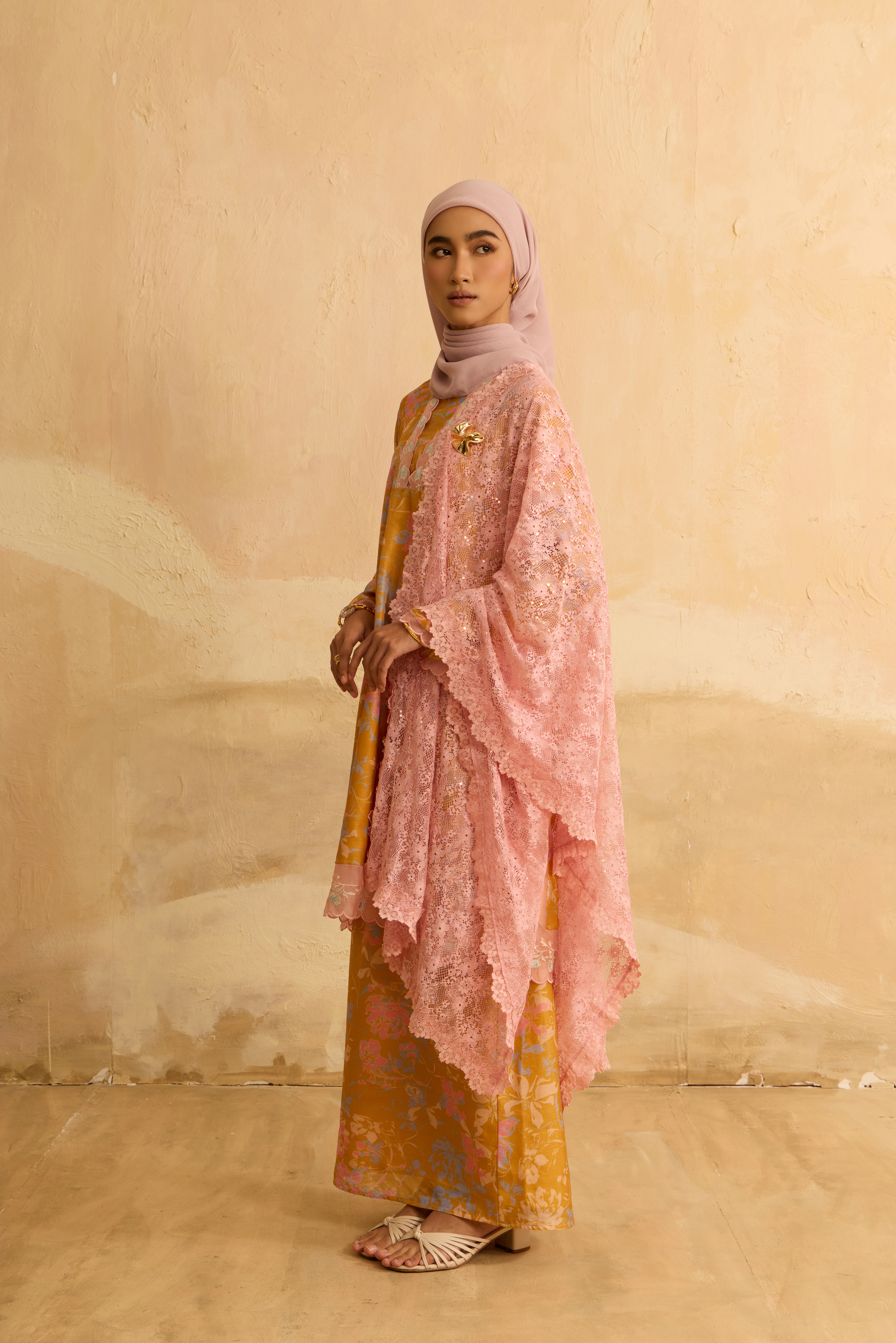 Mentari Yellow Printed Kurung Set