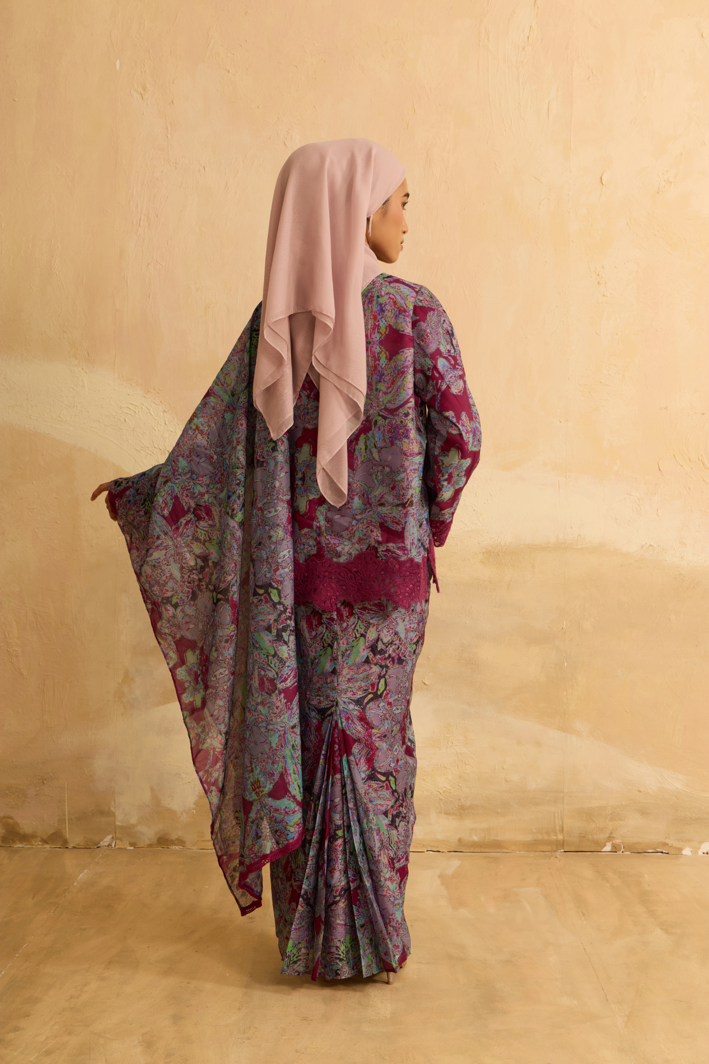 Ruby Magenta Kedah Modern Kurung Set