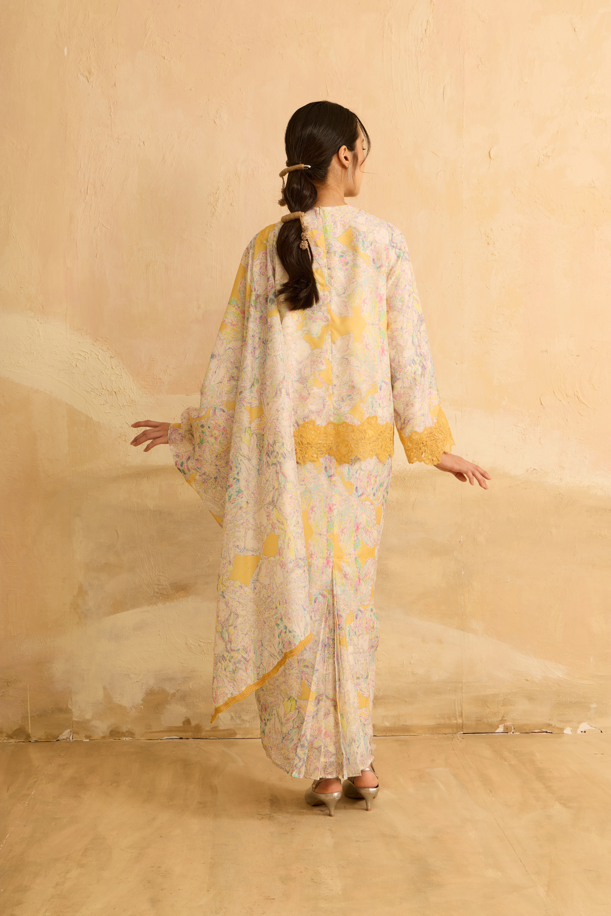 Ruby Yellow Kedah Modern Kurung Set