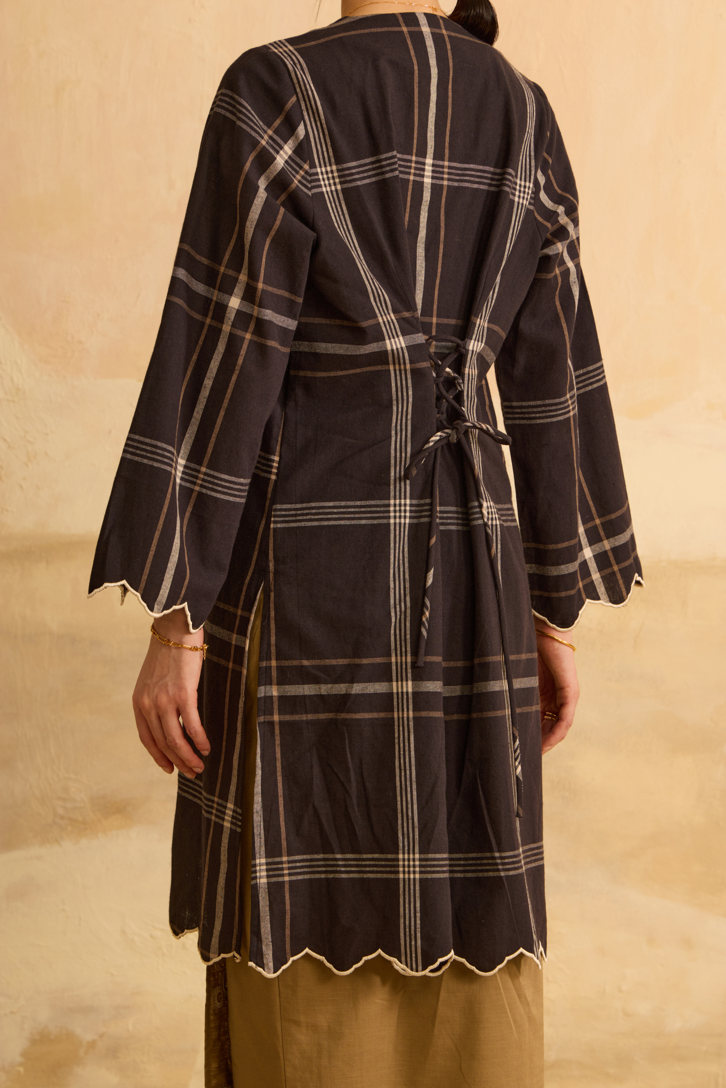 Tasneem Black Embroidered Plaid Kebaya