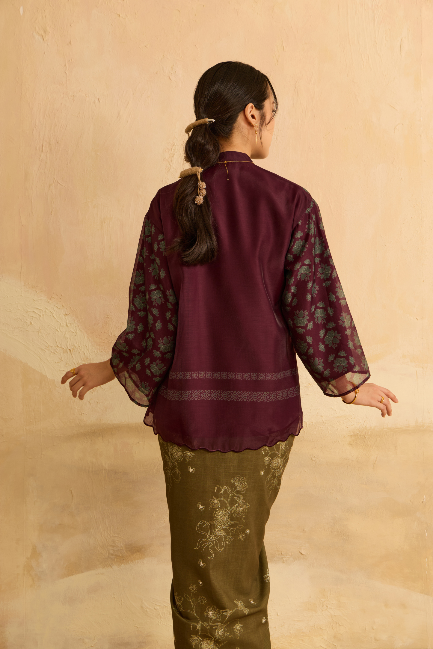 Elda Burgundy Printed Boxy Top