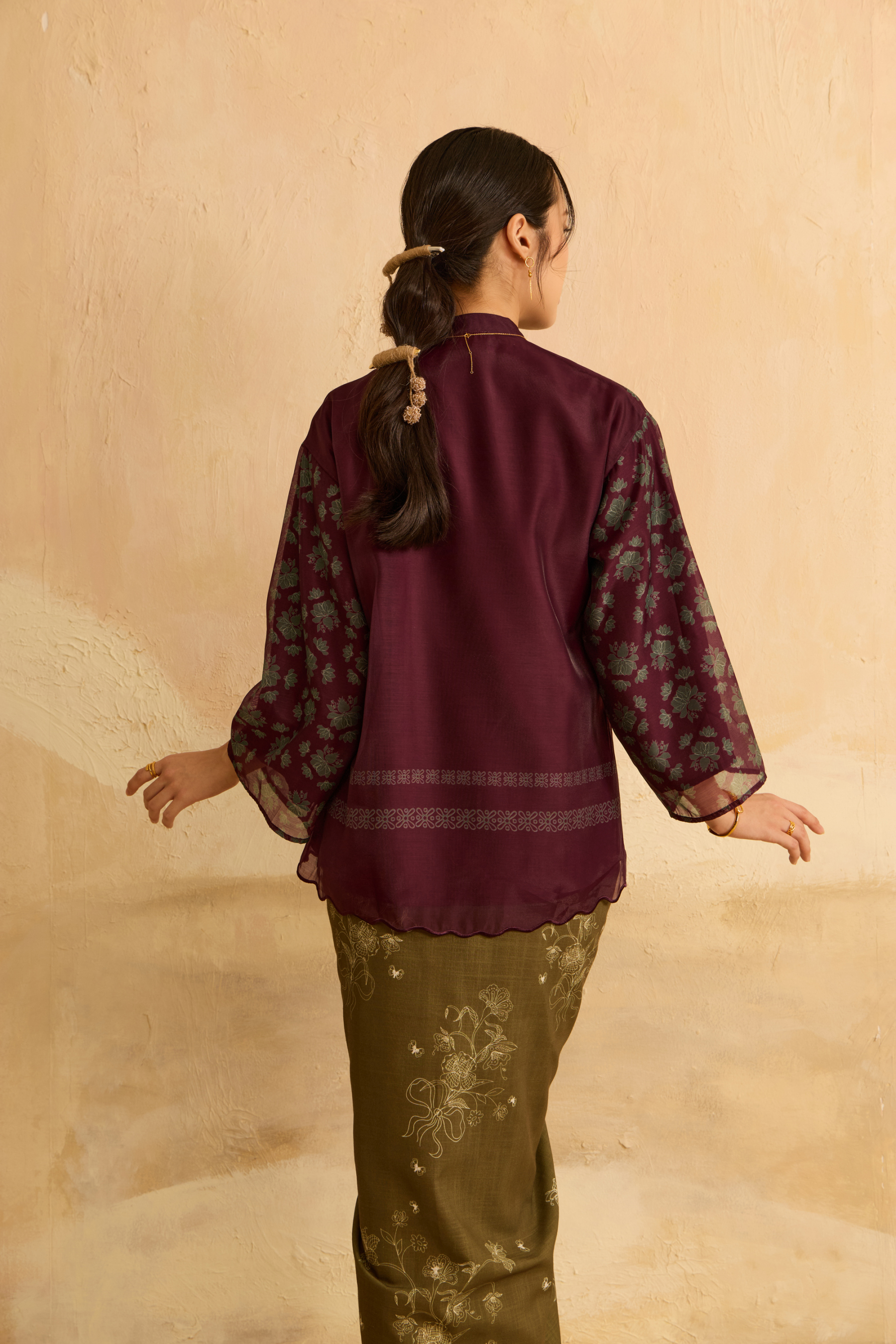 Elda Burgundy Printed Boxy Top