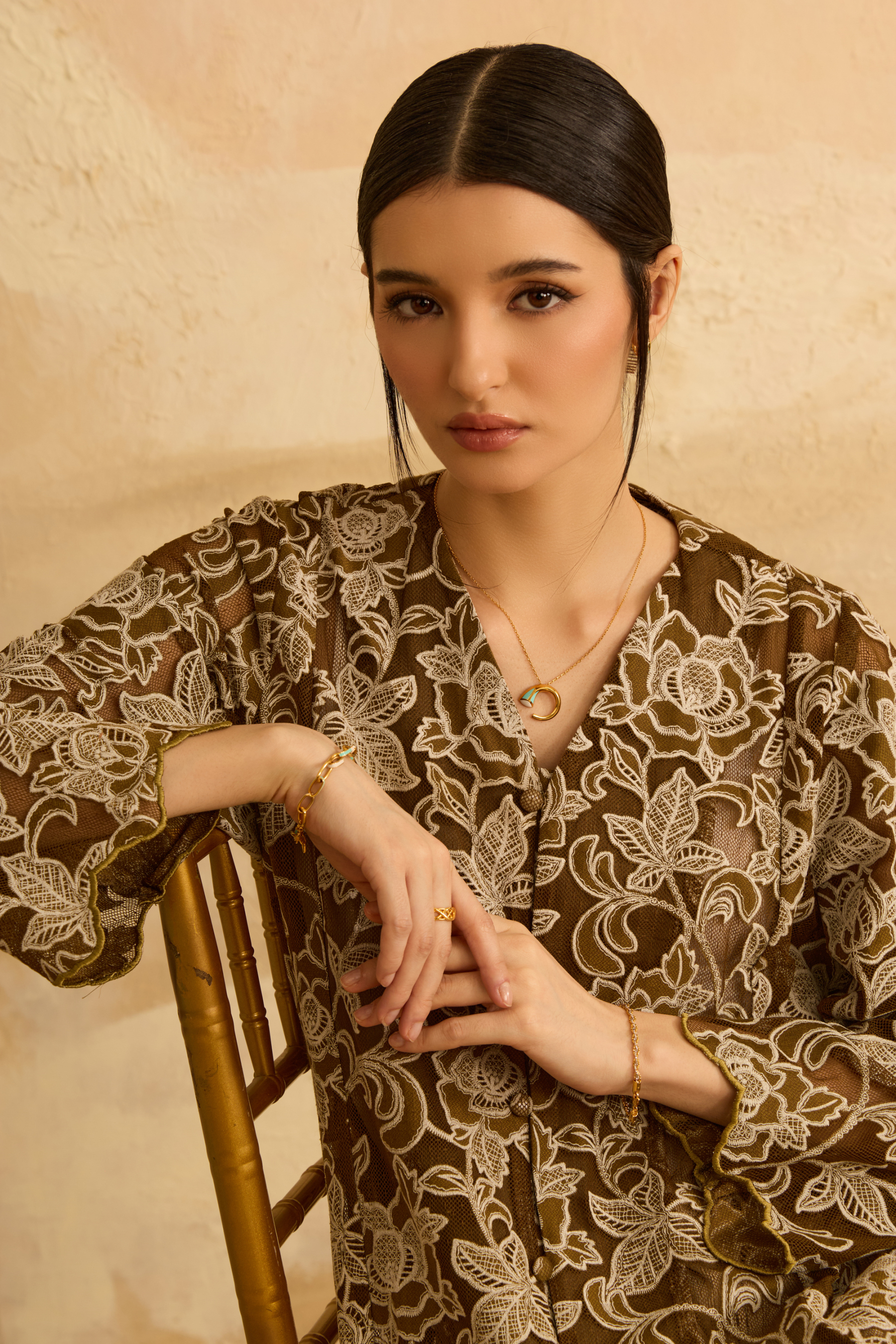 Suri Olive Green Floral Lace Kebaya