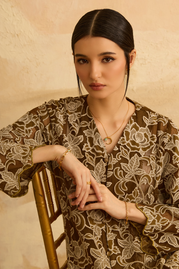 Suri Olive Green Floral Lace Kebaya