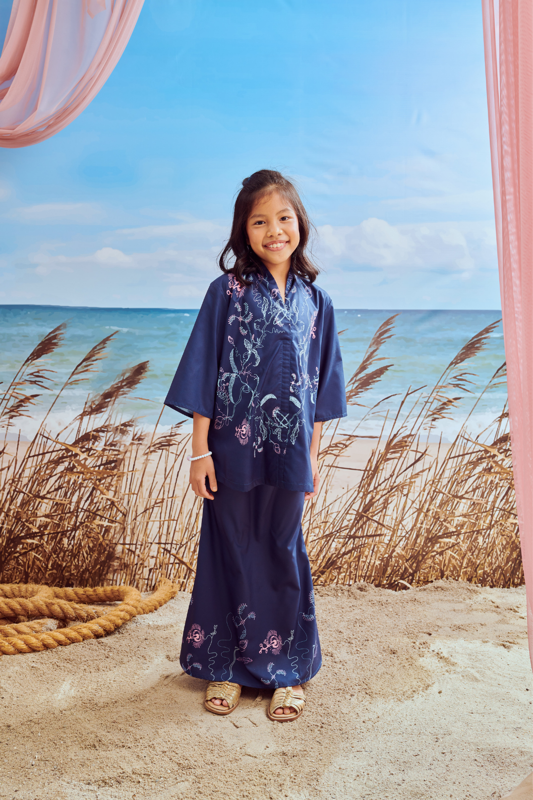 Mini Aisha Navy Blue Kurung