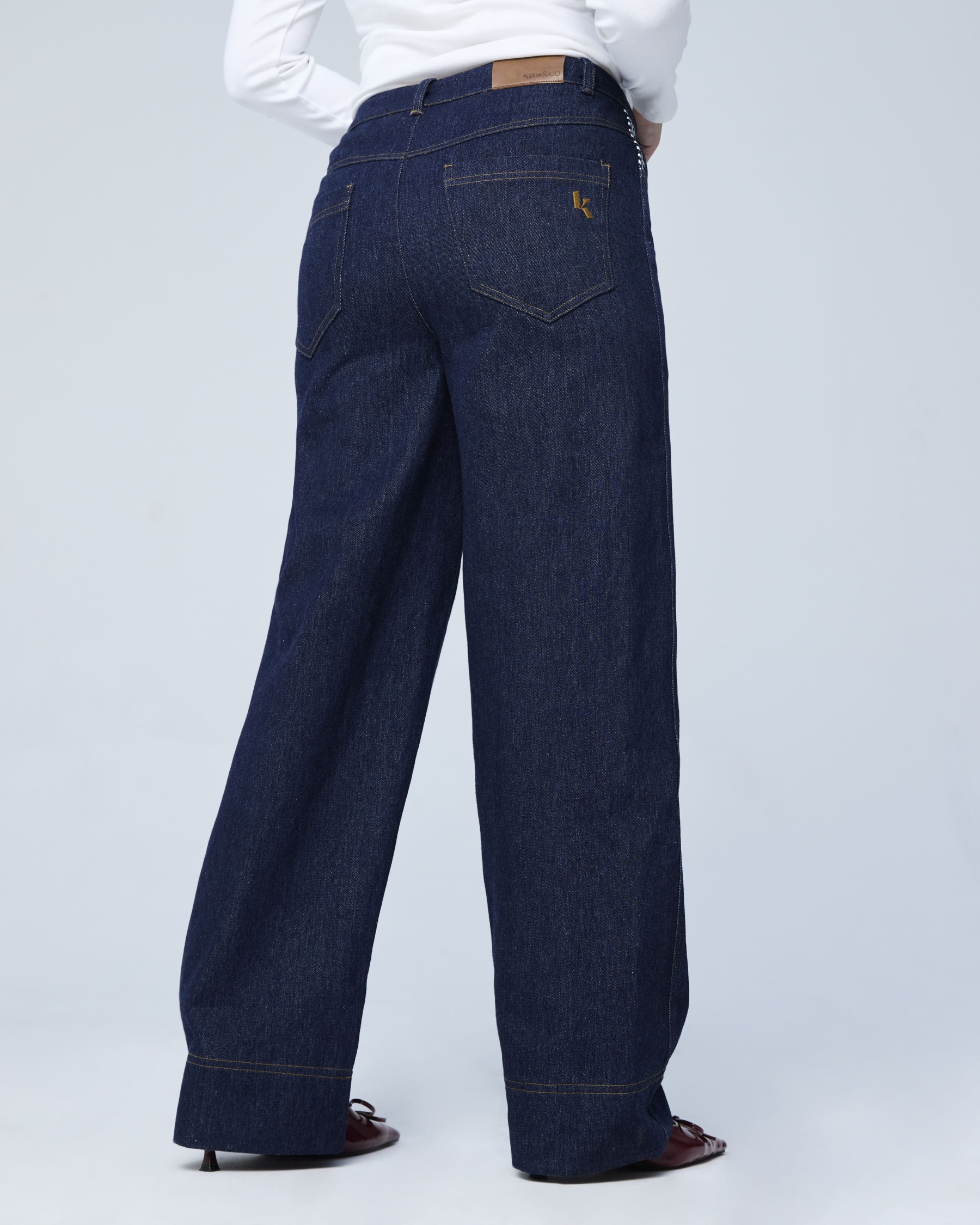 Dark Blue Stamp Denim Regular Straight Jeans