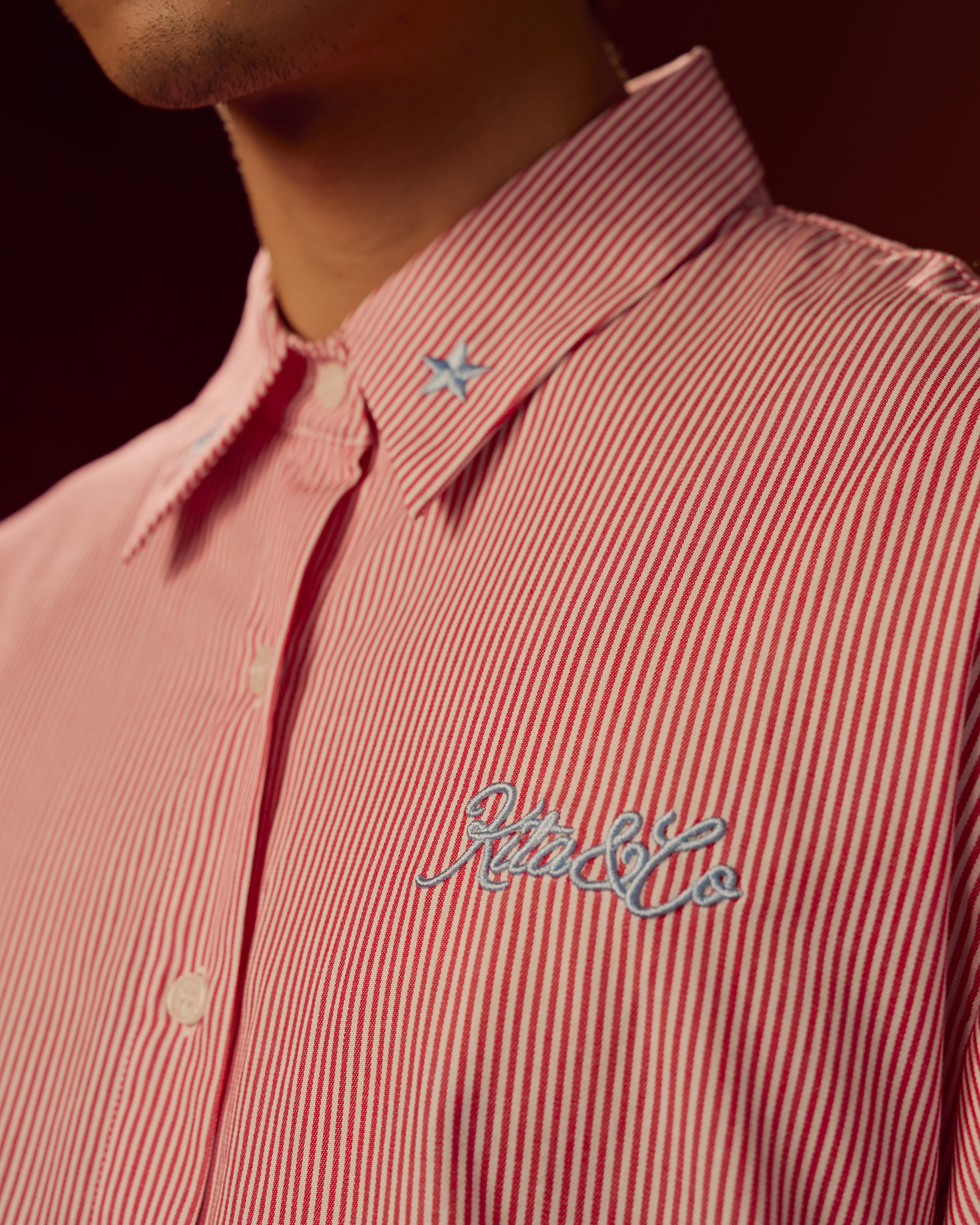 Boxy Detachable-Sleeves Striped Shirt