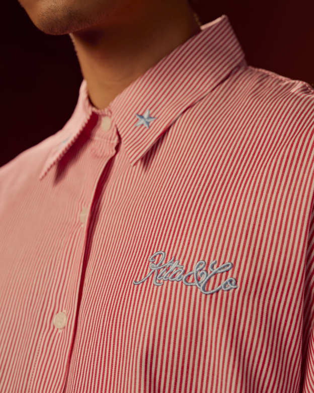 Boxy Detachable-Sleeves Striped Shirt