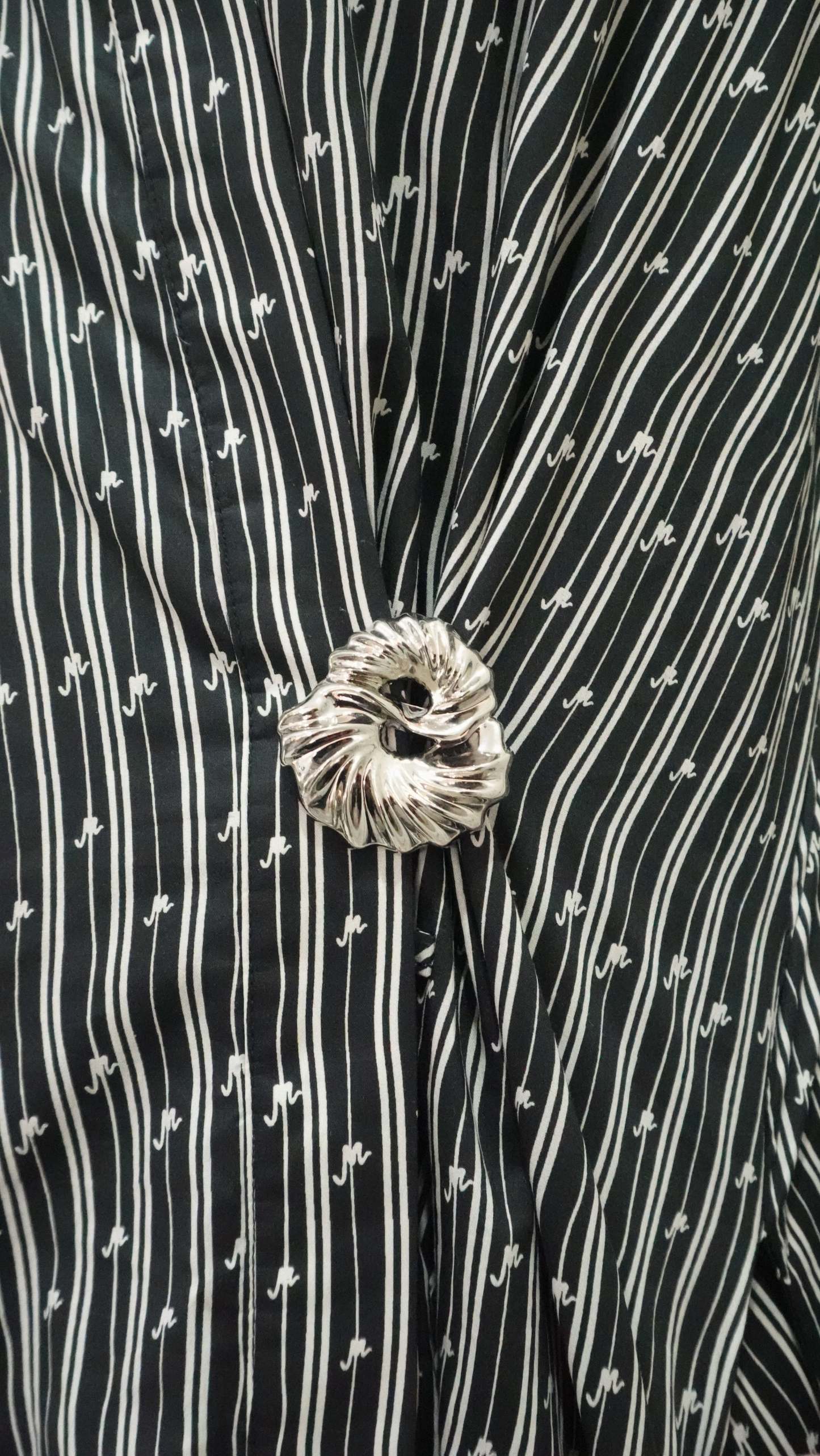 Ayva Black-Off White Printed Long Dress