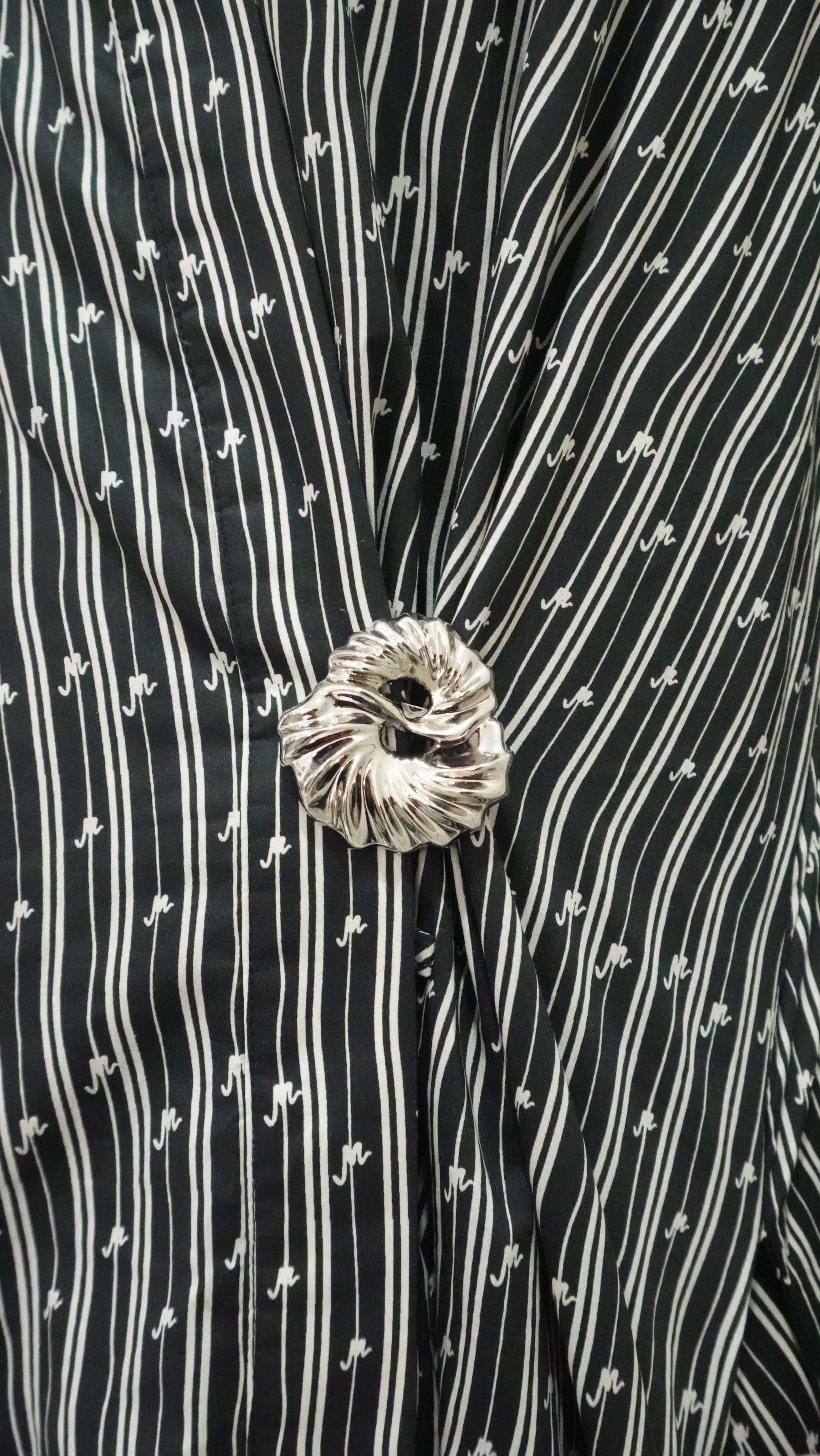 Ayva Black-Off White Printed Long Dress