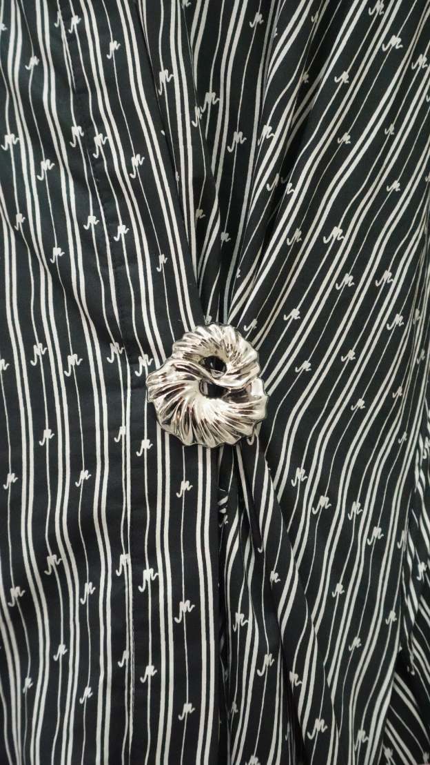 Ayva Black-Off White Printed Long Dress