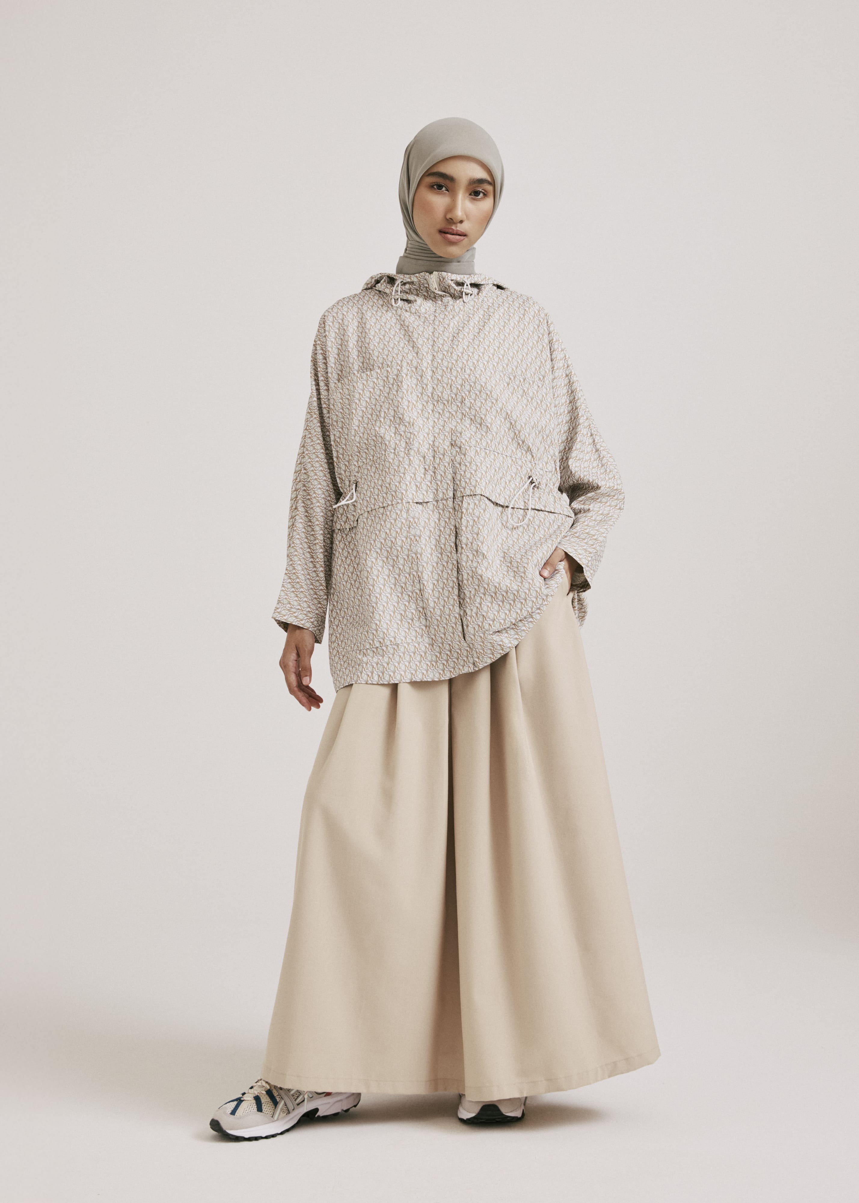 Mimpikita x Wardah Earthy Brown Printed Parka Jacket