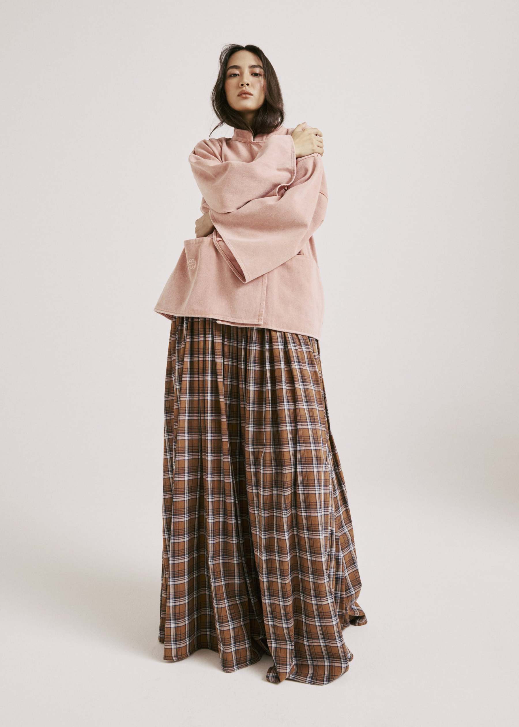 Rasha Peach Fuzz Monogram Denim Kimono