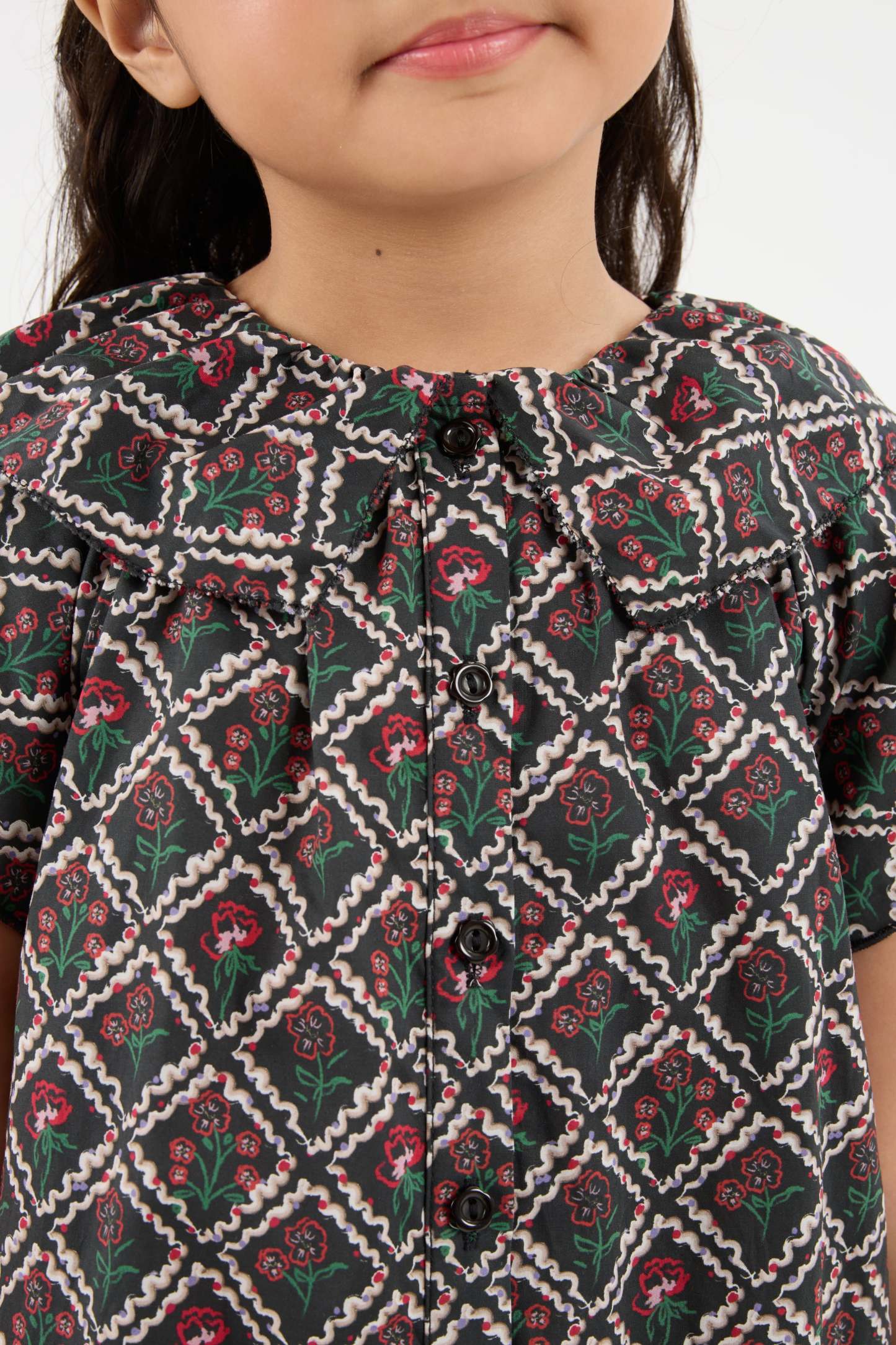 Memoria Black Mini Flounce Dress - Girls