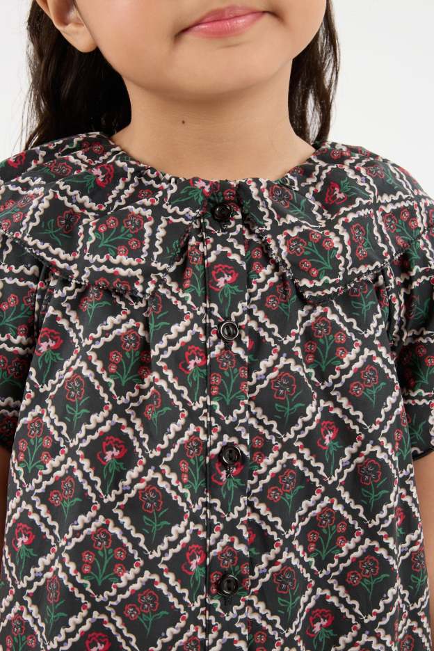 Memoria Black Mini Flounce Dress - Girls