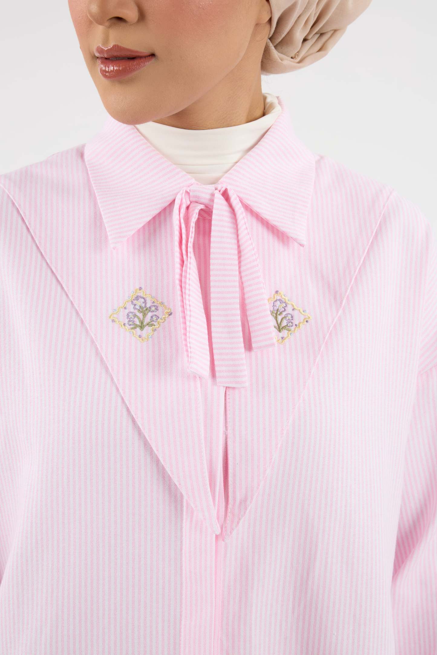 Harmoni Baby Pink Striped Linen Shirt