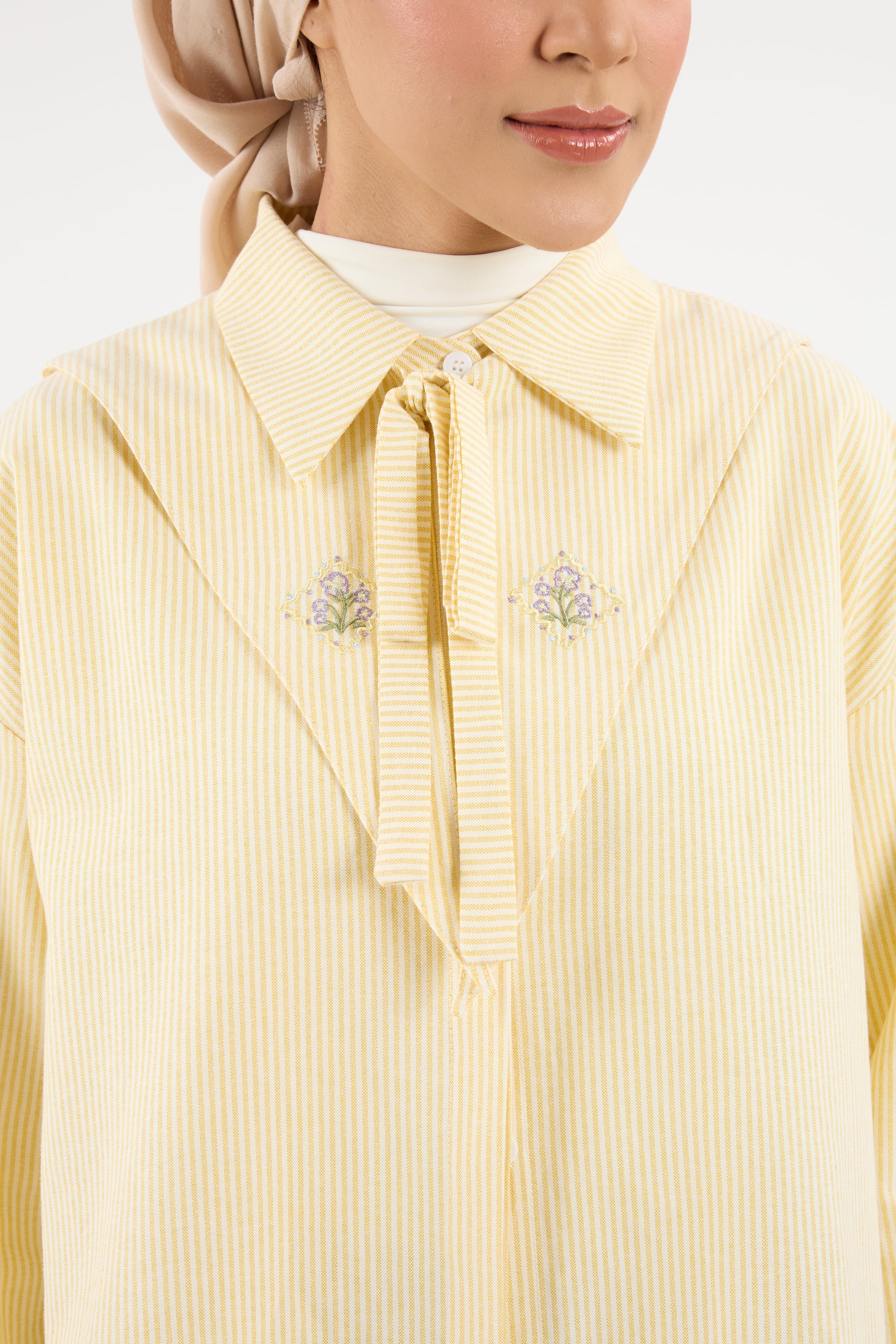Harmoni Butter Yellow Striped Linen Shirt