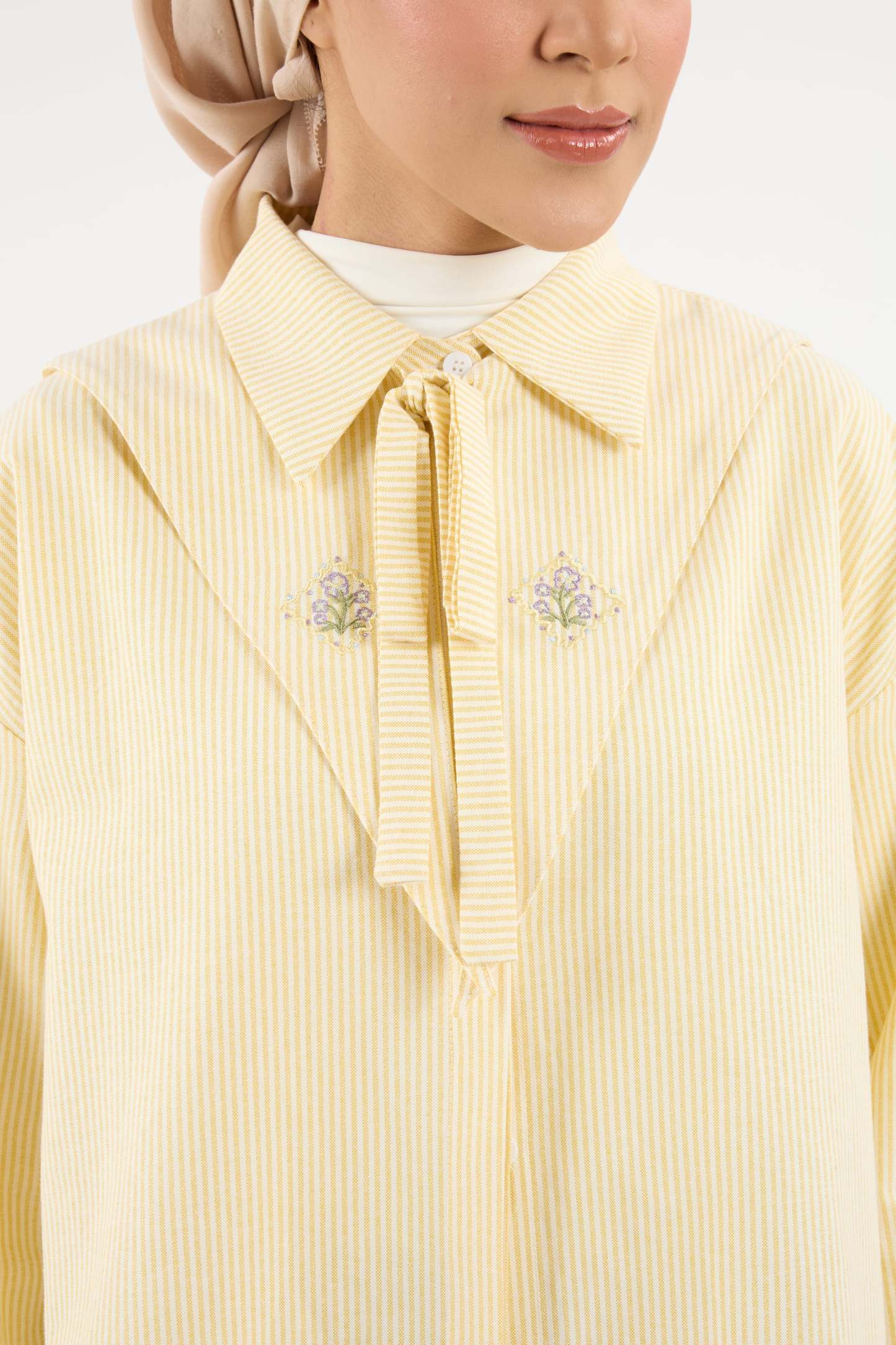 Harmoni Butter Yellow Striped Linen Shirt
