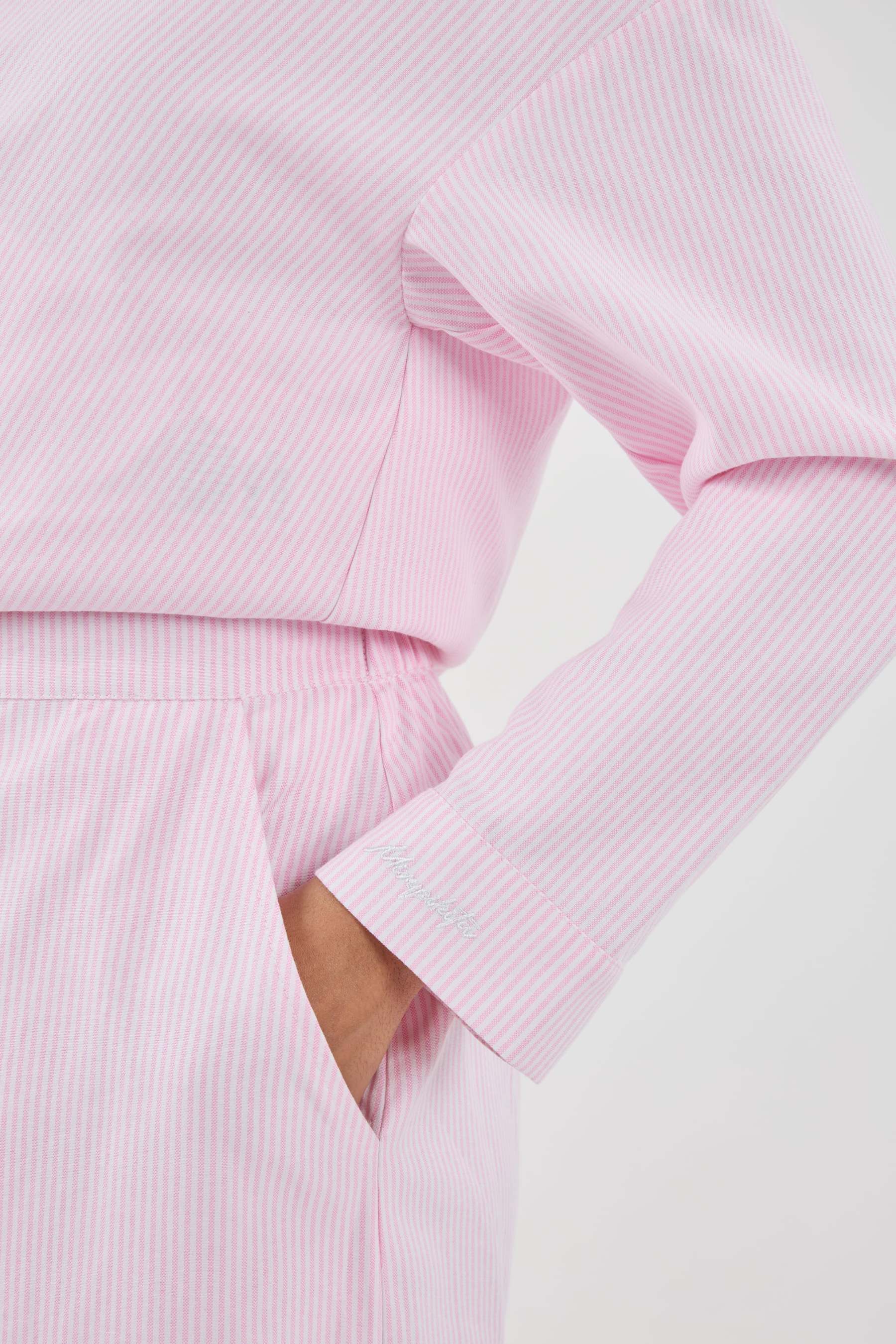 Harmoni Baby Pink Striped Linen Skirt