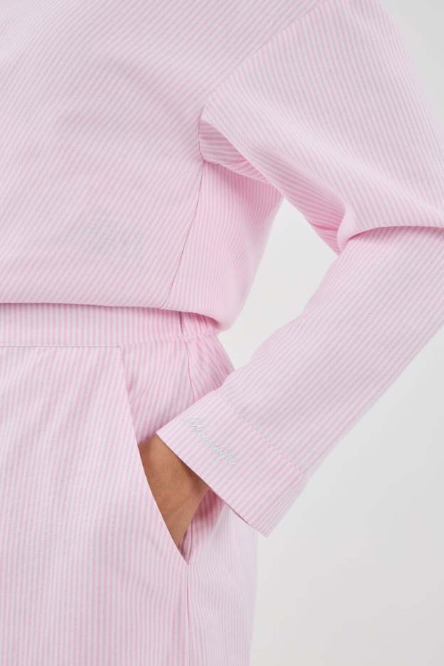 Harmoni Baby Pink Striped Linen Skirt