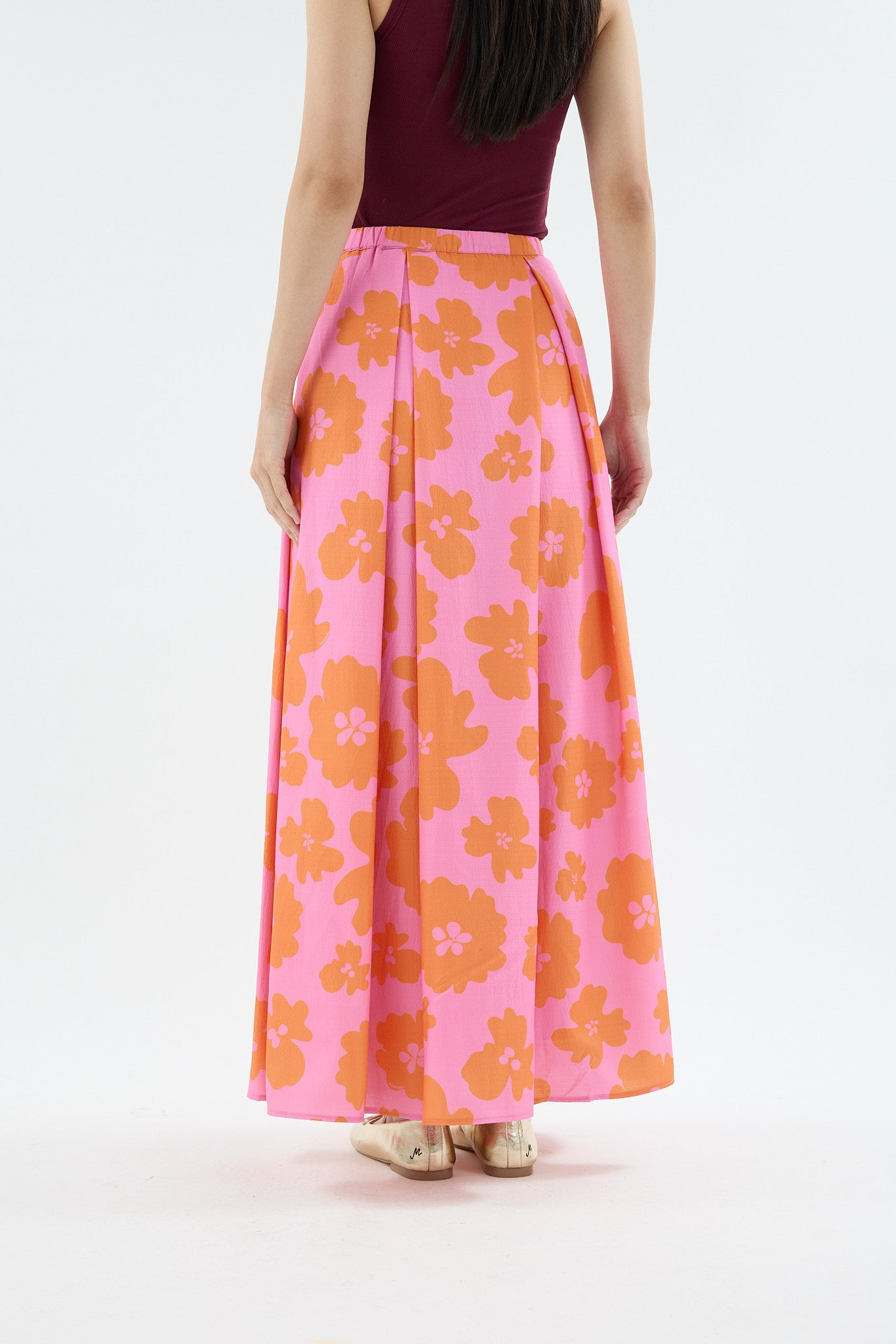Fiora Fuchsia Printed Flare Skirt