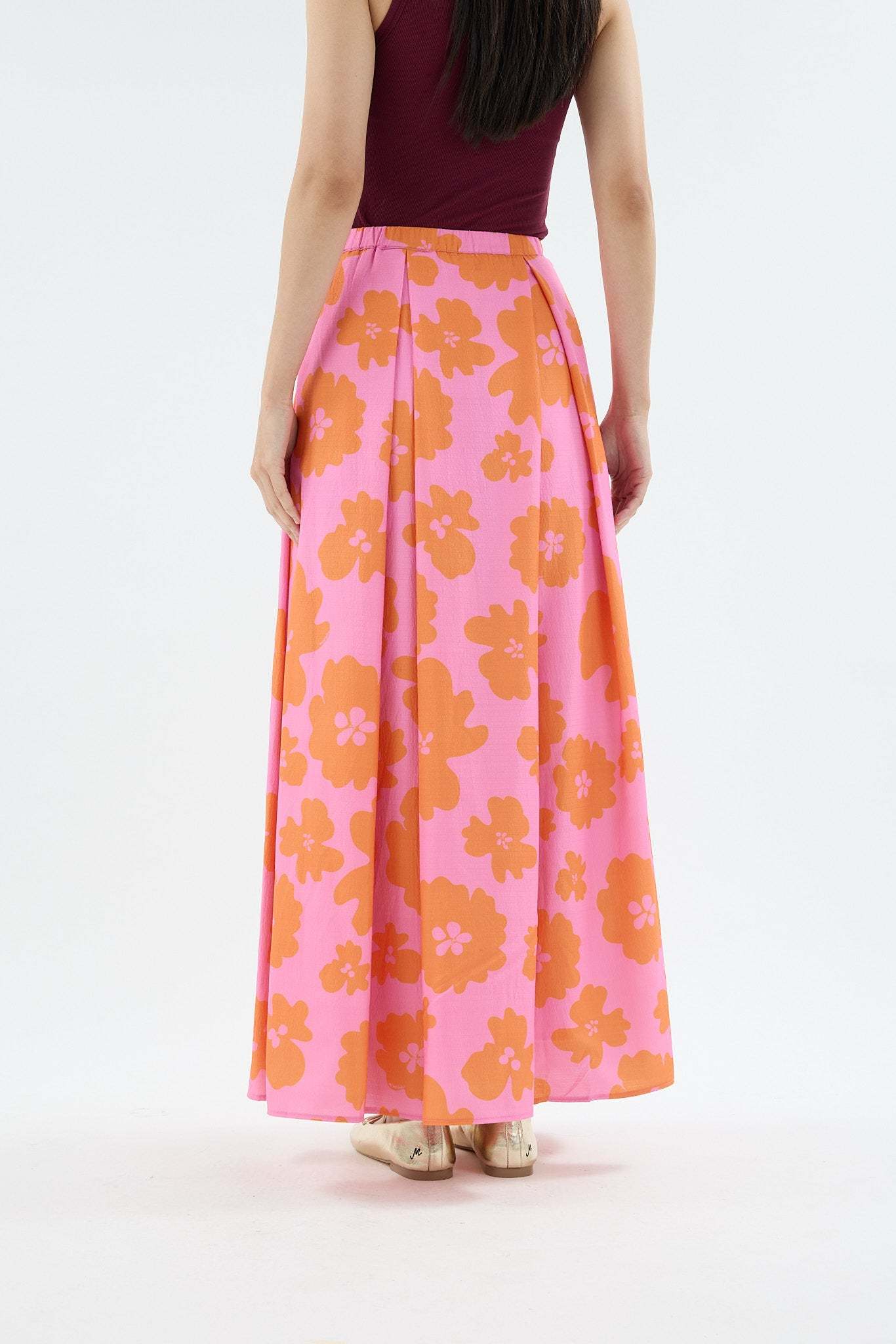 Fiora Fuchsia Printed Flare Skirt