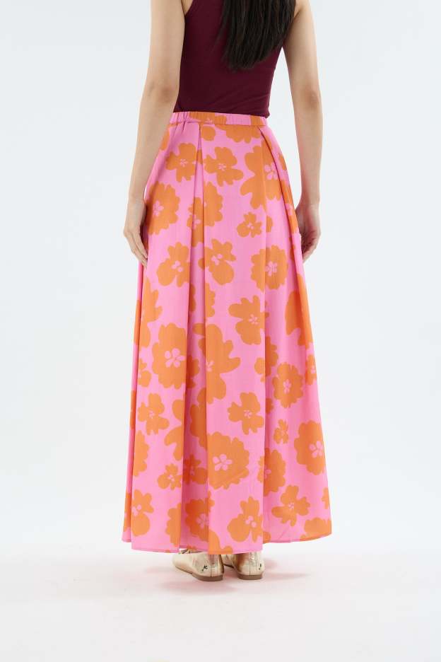 Fiora Fuchsia Printed Flare Skirt