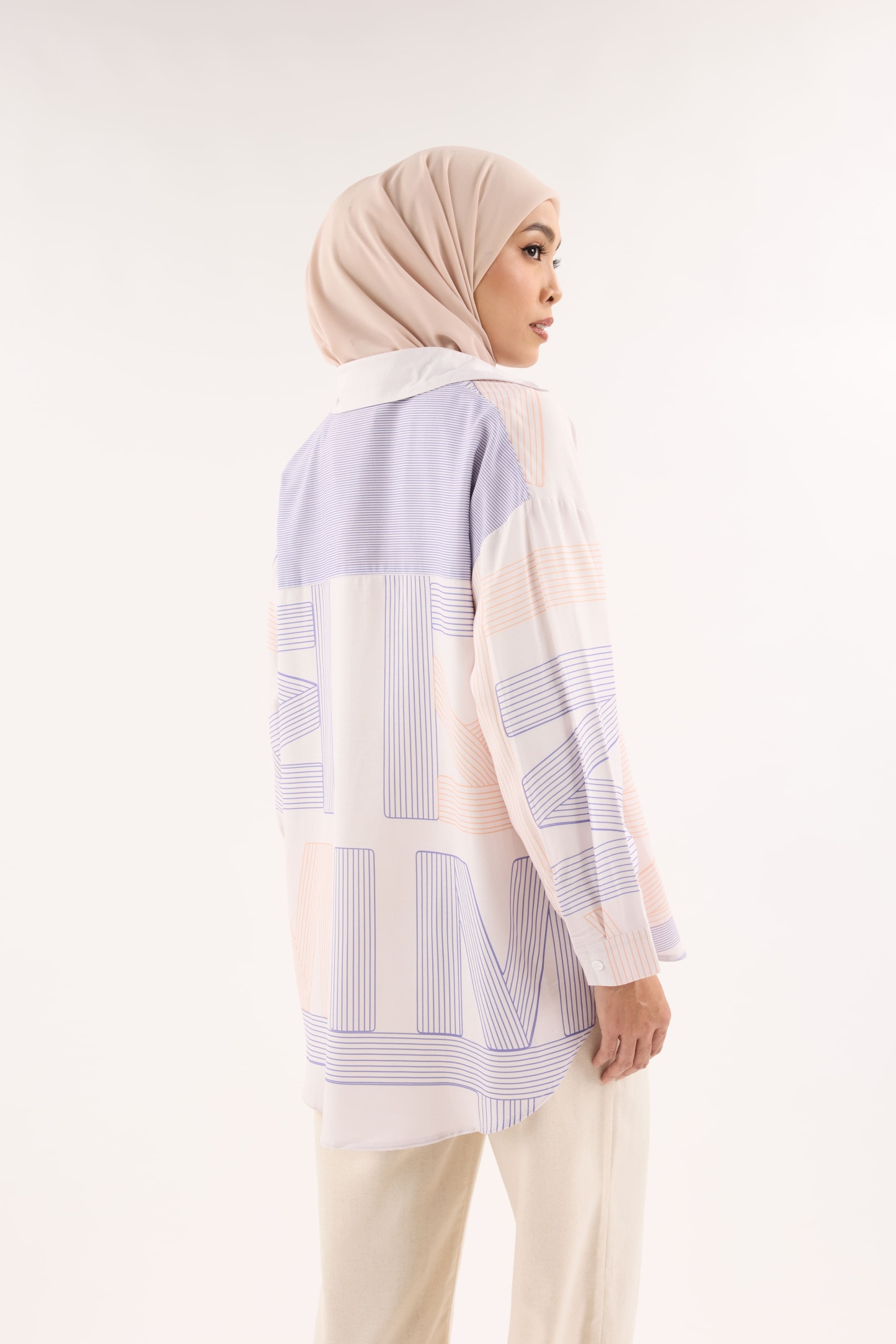 Avery Blue-Lemon Printed Oversized Shirt