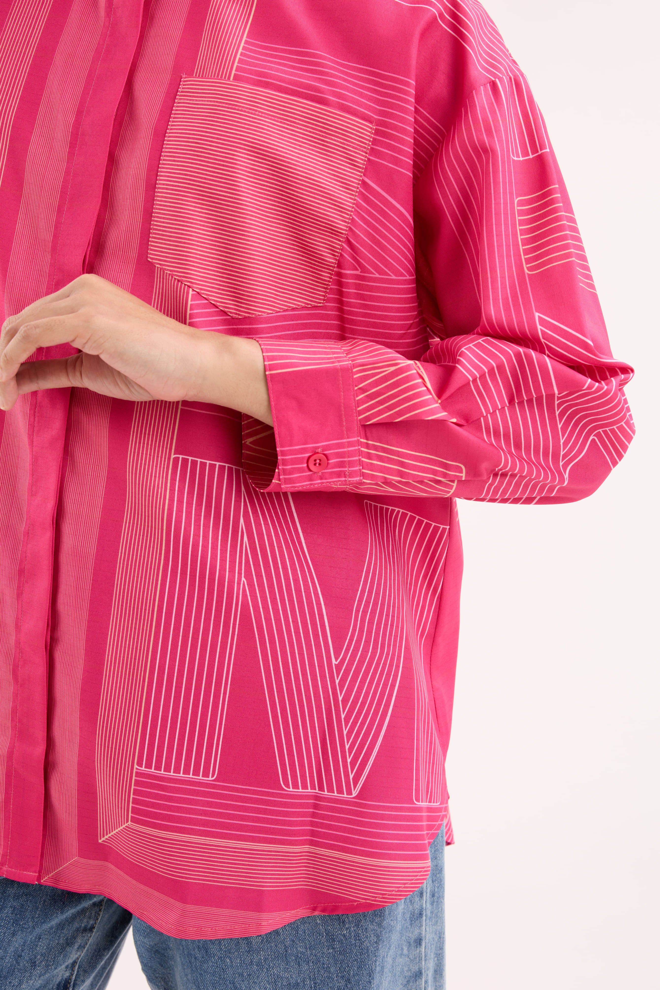 Avery Magenta Printed Oversized Shirt