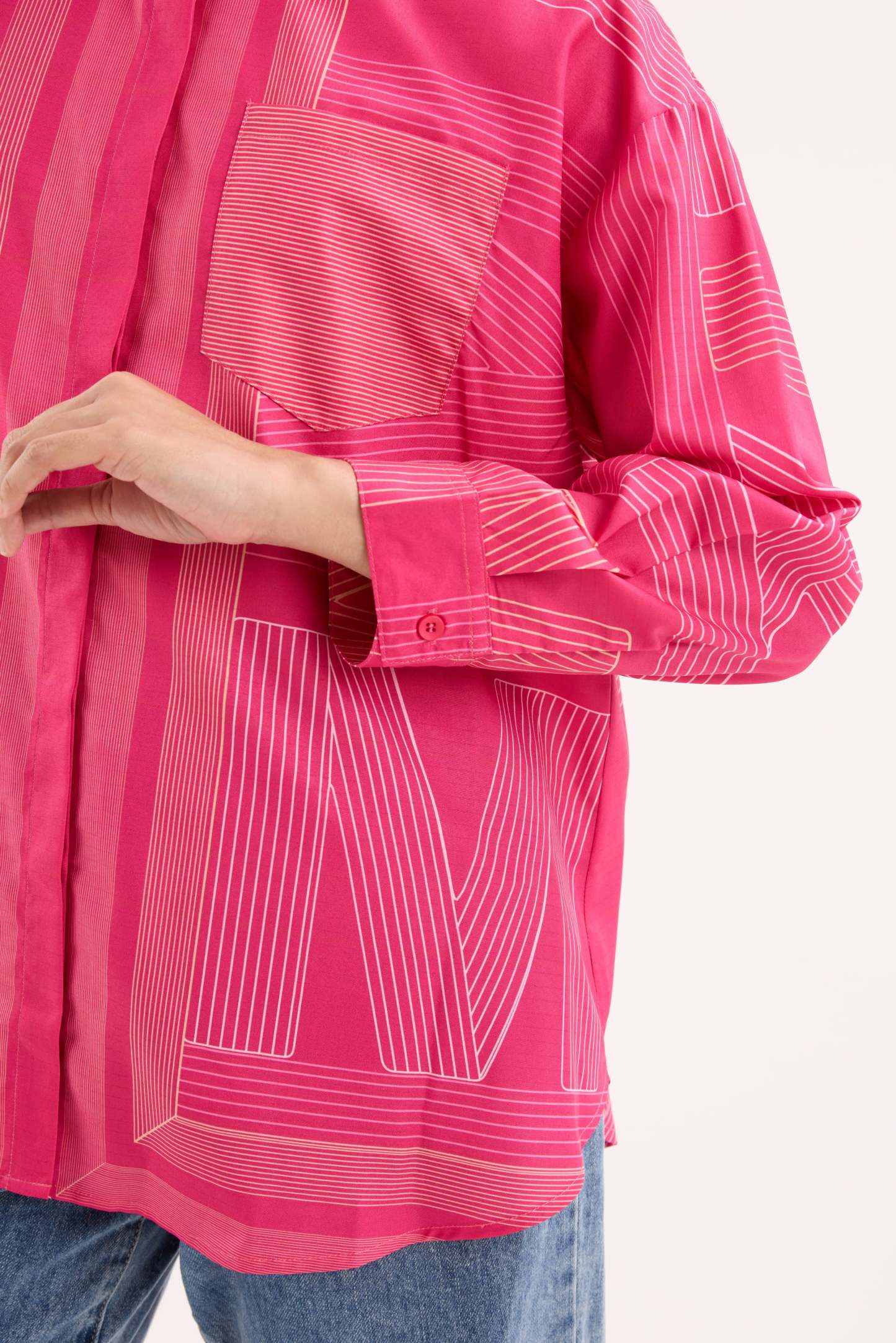 Avery Magenta Printed Oversized Shirt