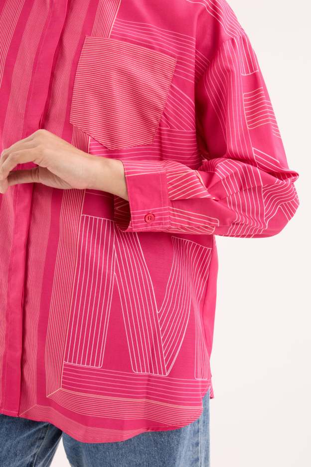Avery Magenta Printed Oversized Shirt
