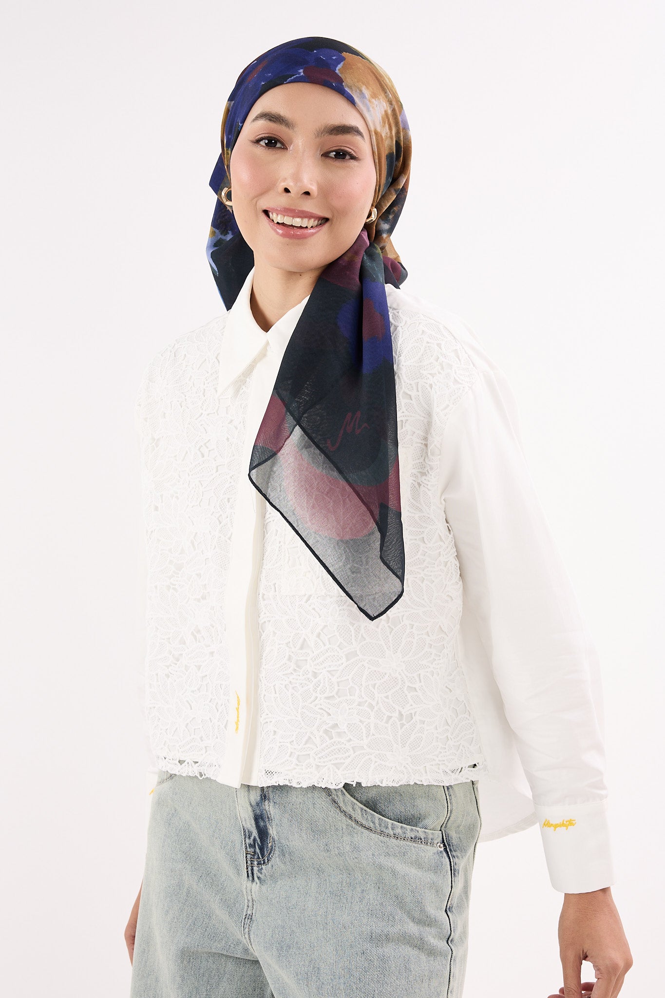 Fruity Ebony Black Square Scarf