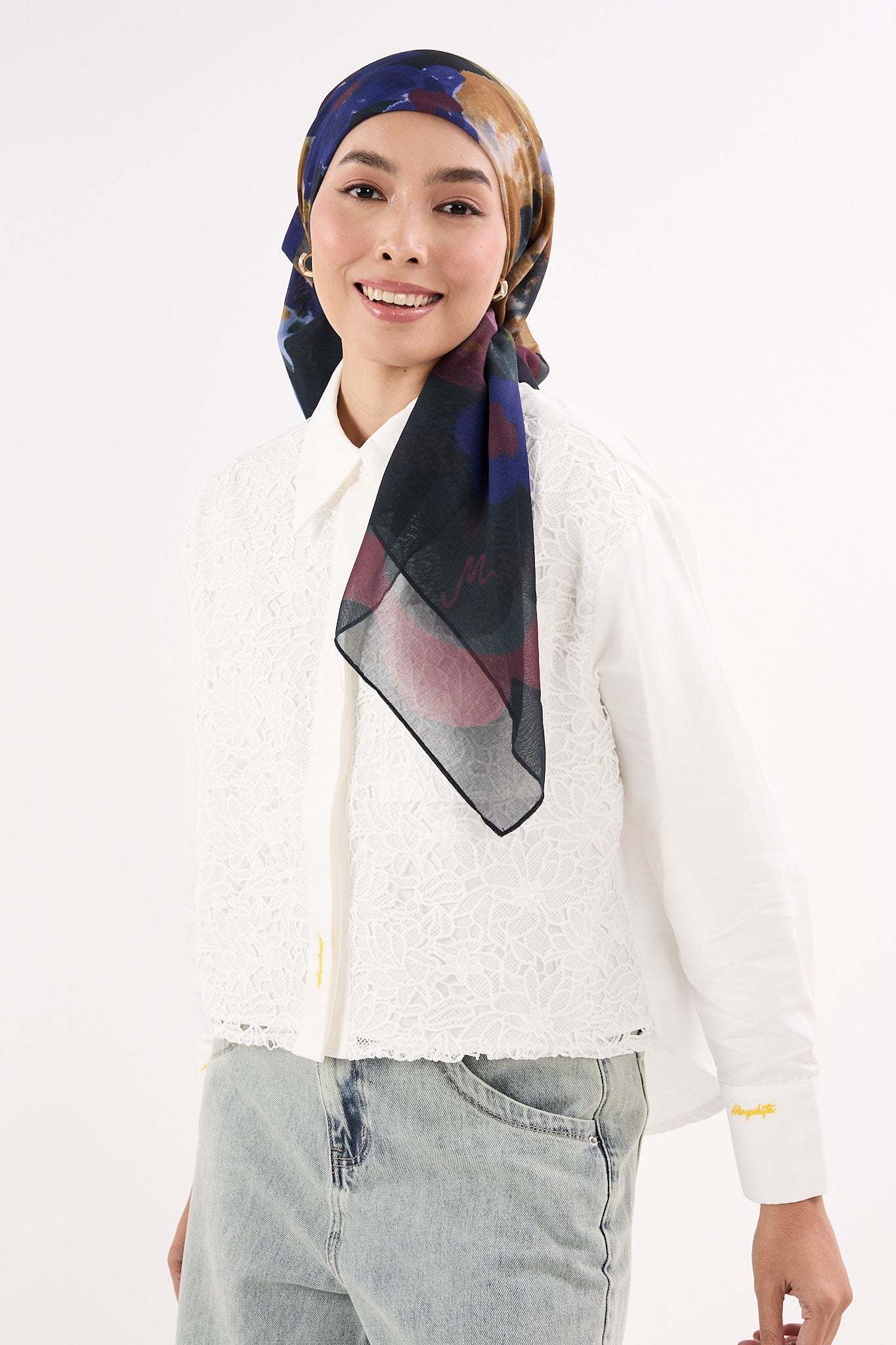 Fruity Ebony Black Square Scarf