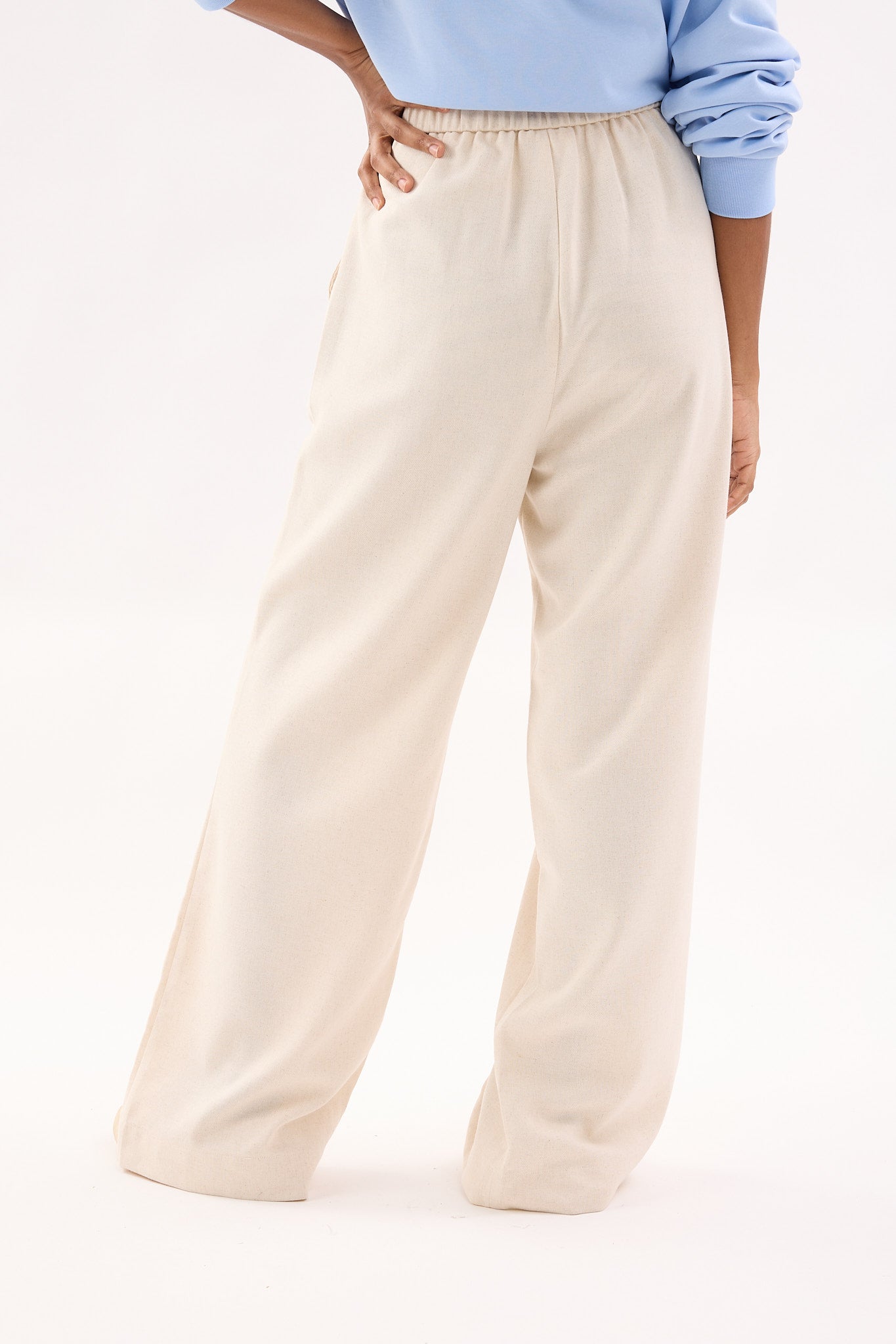 Ivory White Linen Wide Leg Pants - Women's