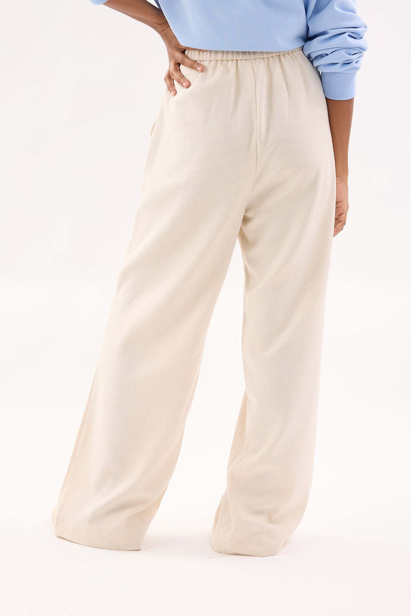 Ivory White Linen Wide Leg Pants - Women's