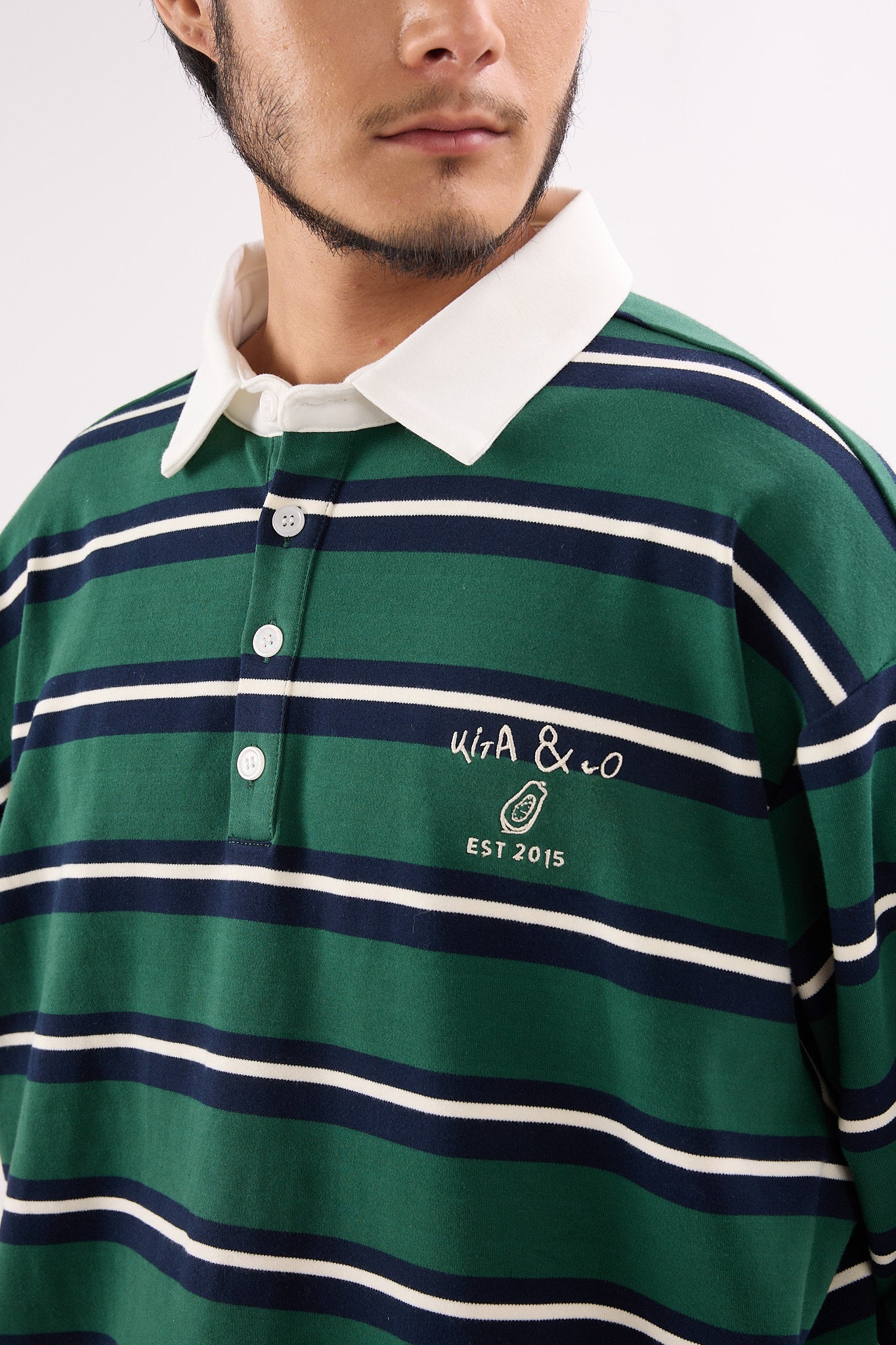 pine green and white shirt