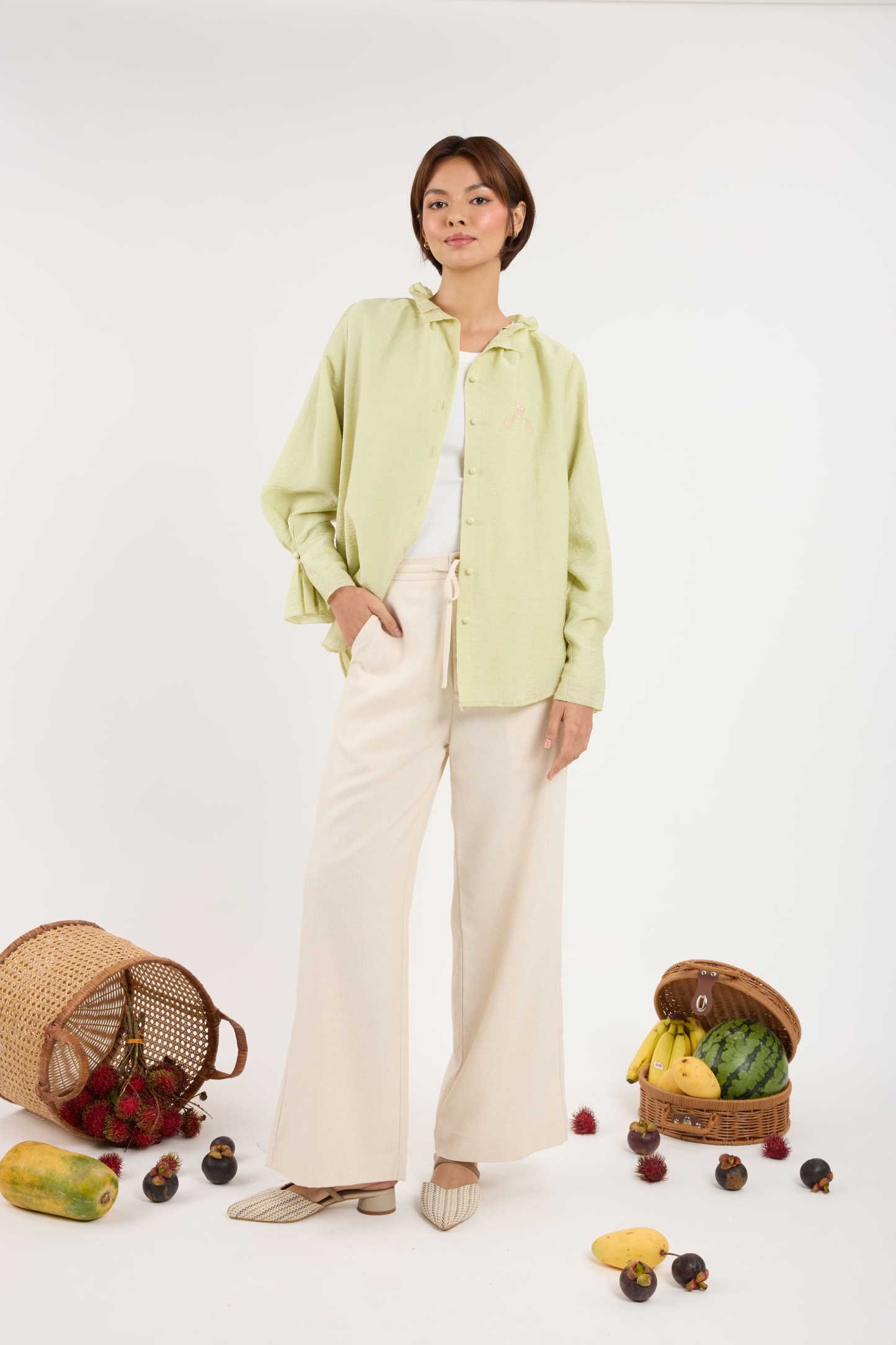 Manggis Green Melon High Neck Top