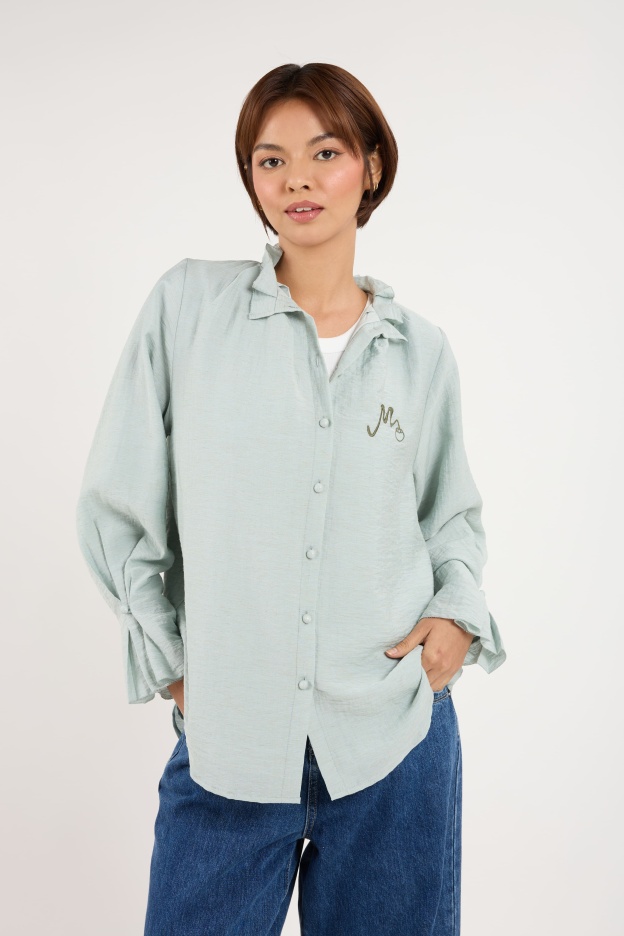 Manggis Blueish Grey High Neck Top