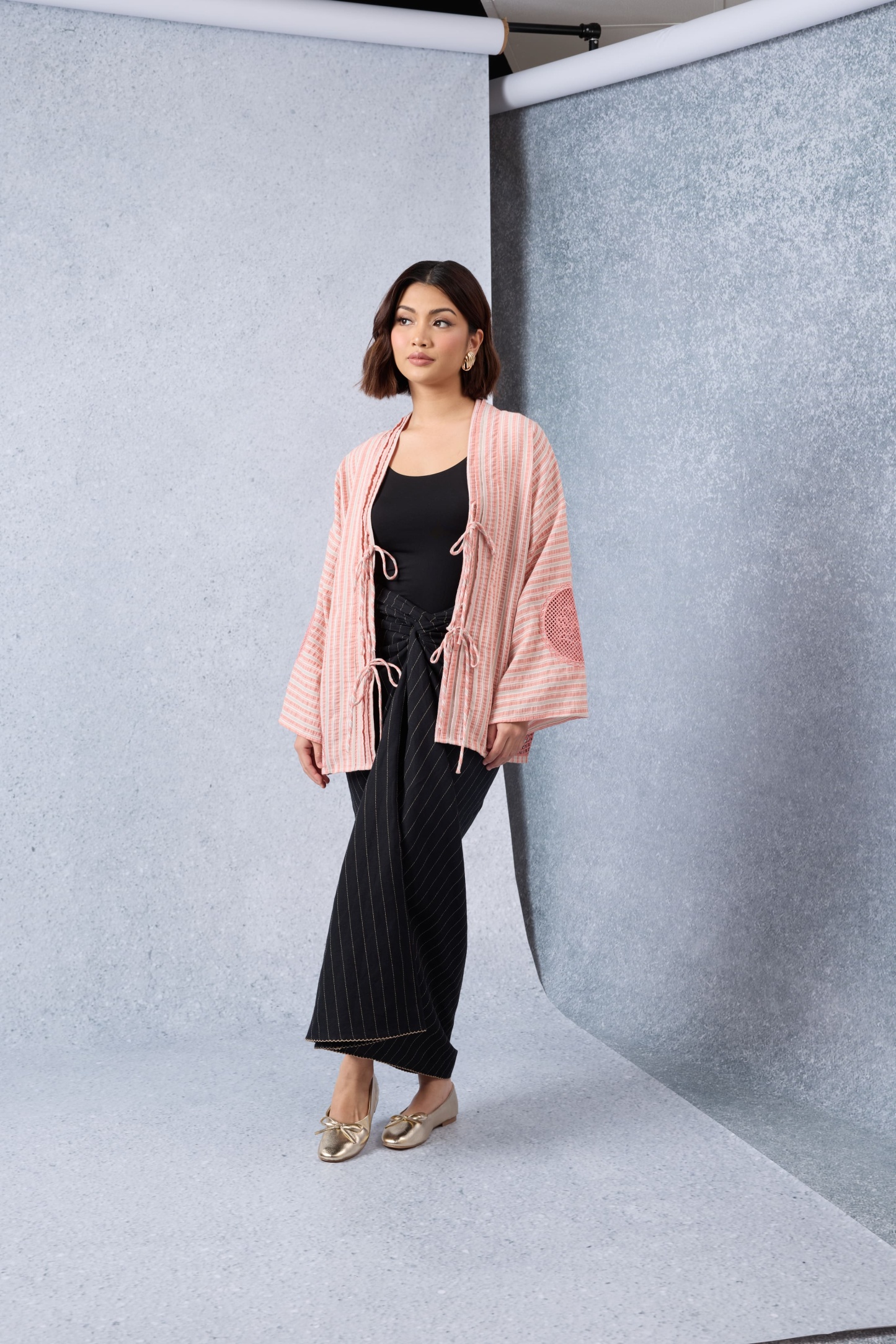 Cantum Salmon Pink Coquette Batwing Top