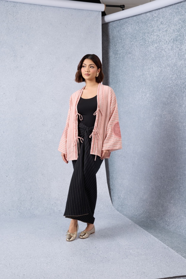 Cantum Salmon Pink Coquette Batwing Top