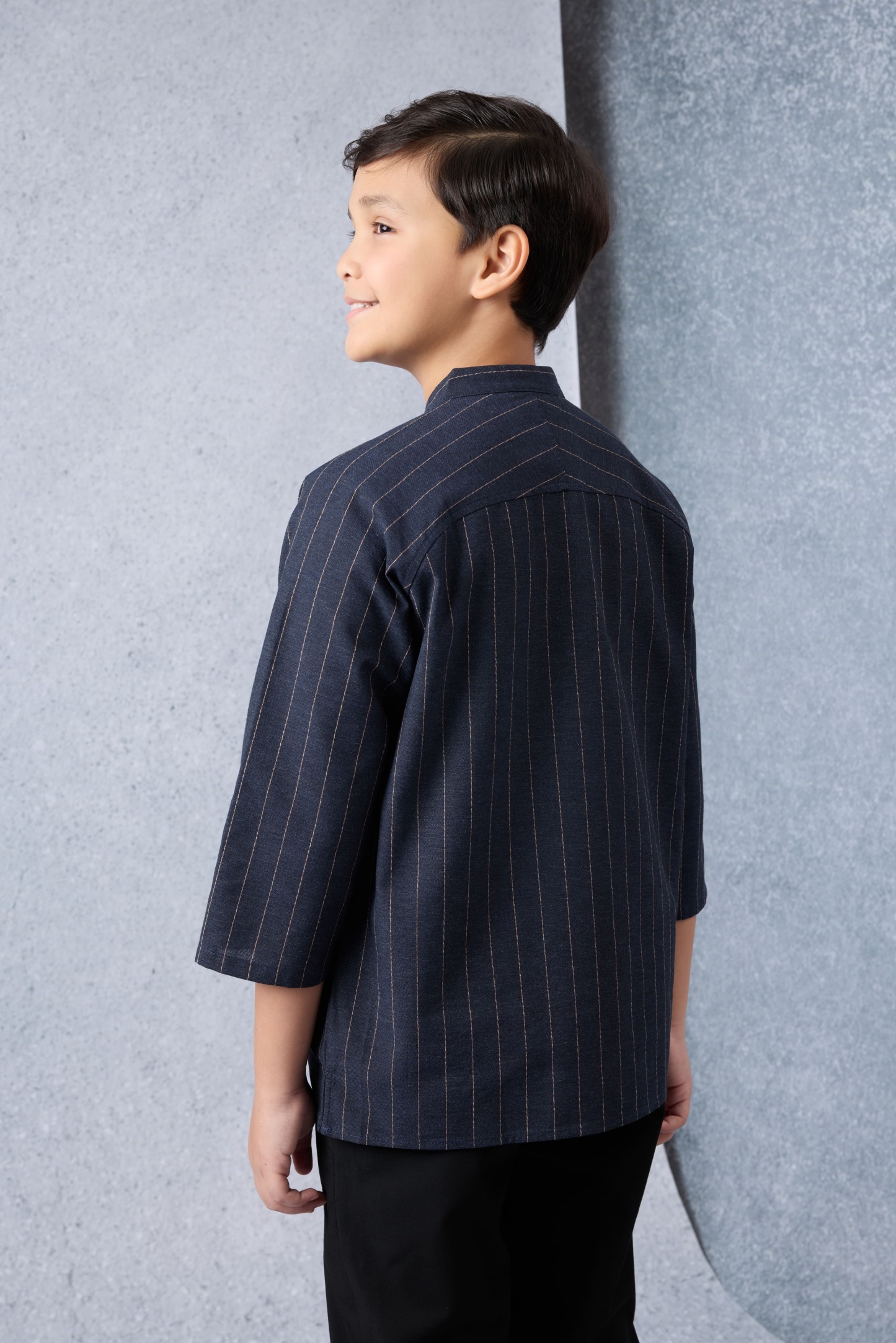 Jiwa Navy Blue Mini Striped Kurta