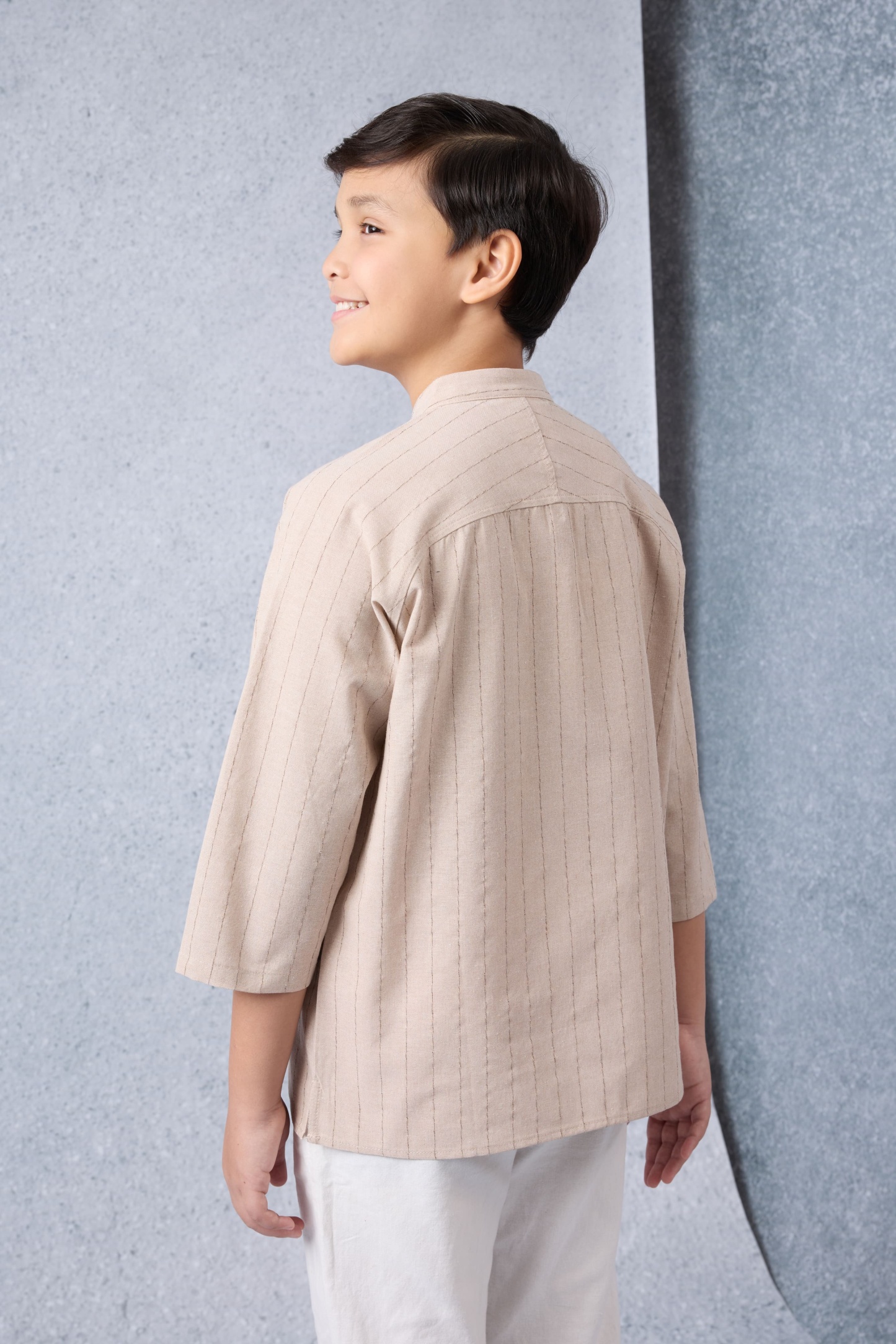 Jiwa Warm Nude Mini Striped Kurta