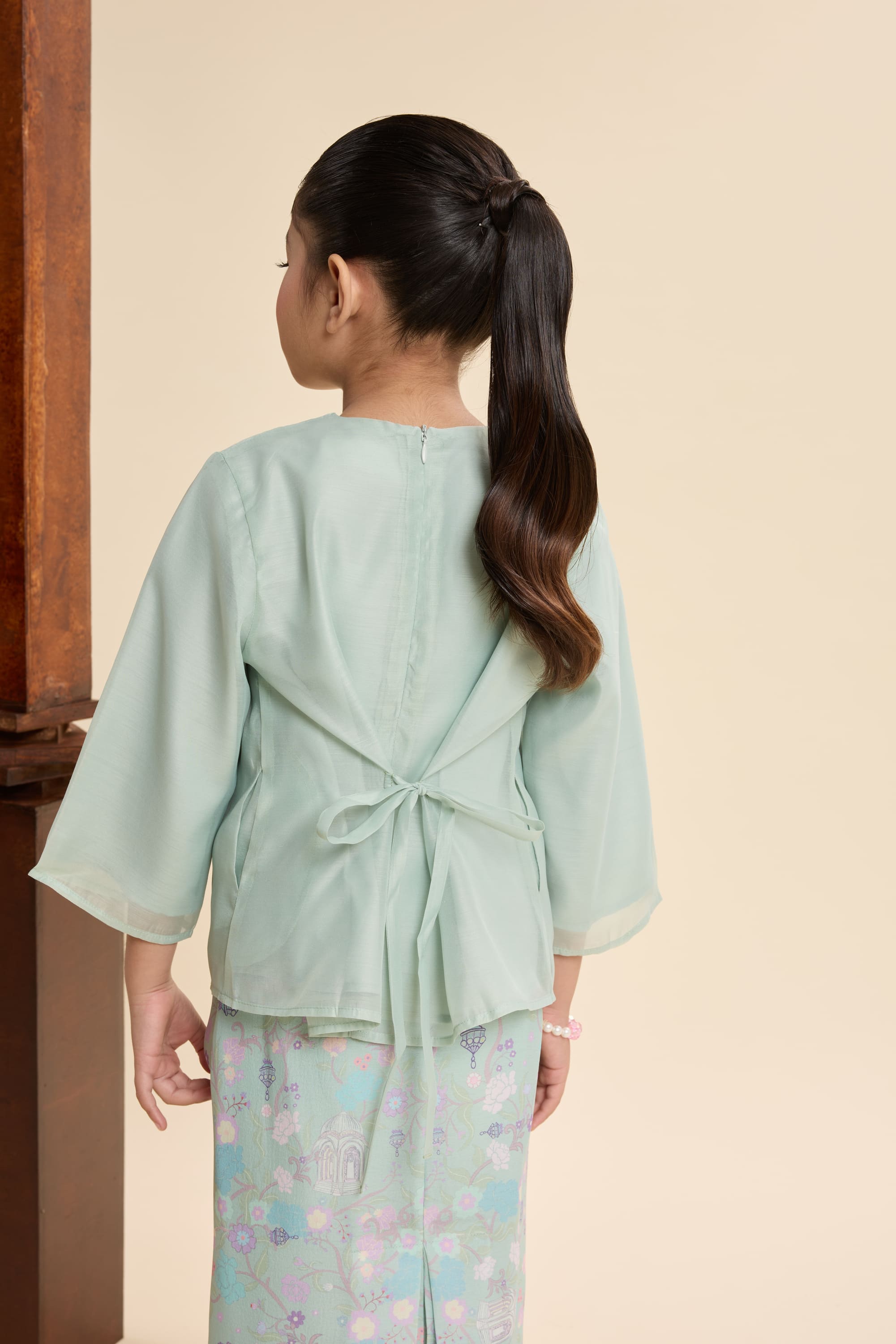 Maya Mint Green Mini Embroidered Kurung Set