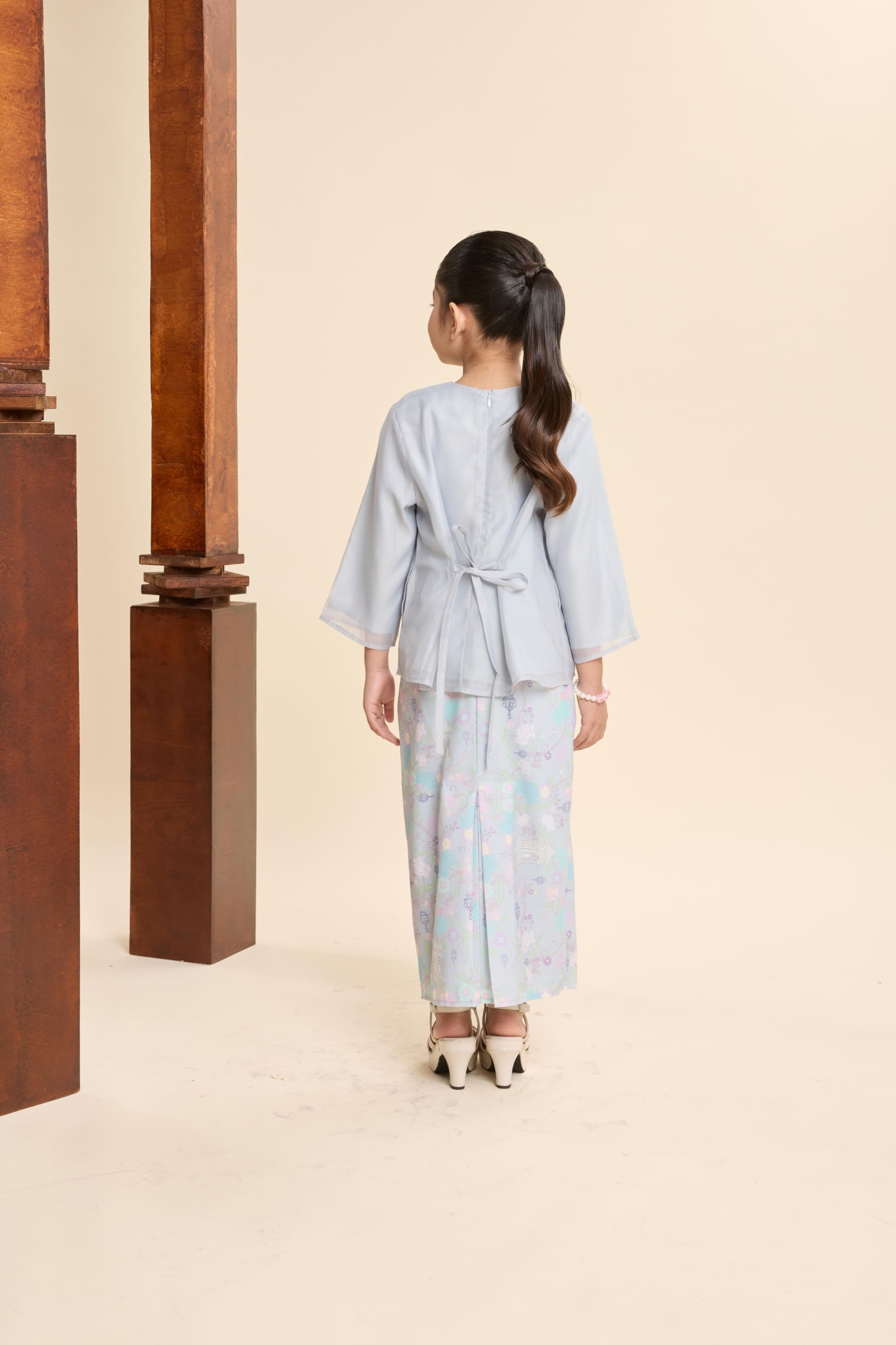 Maya Powder Blue Mini Embroidered Kurung Set