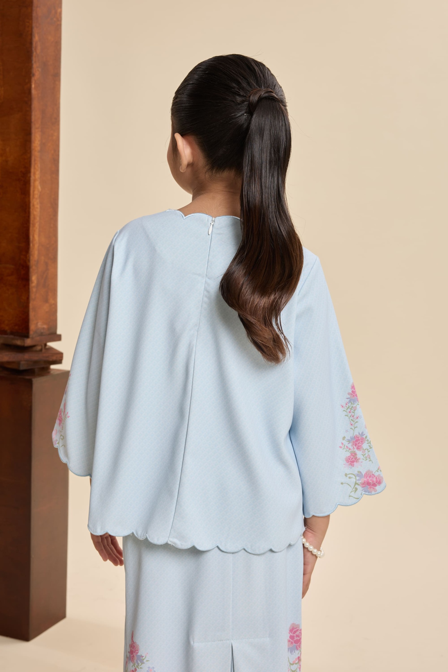 Amala Sky Blue Mini Scallop Kurung Set