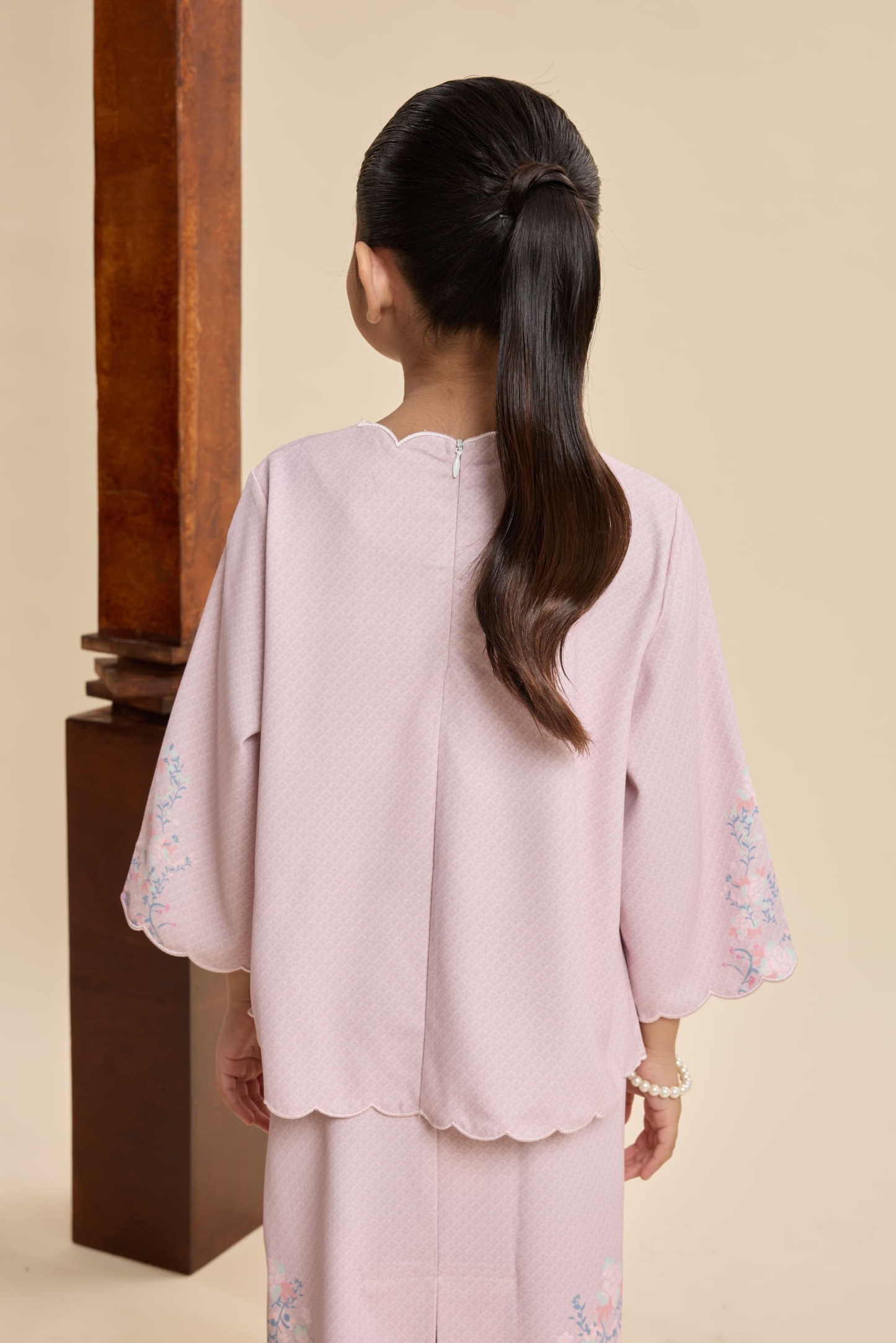 Amala Blush Pink Mini Scallop Kurung Set